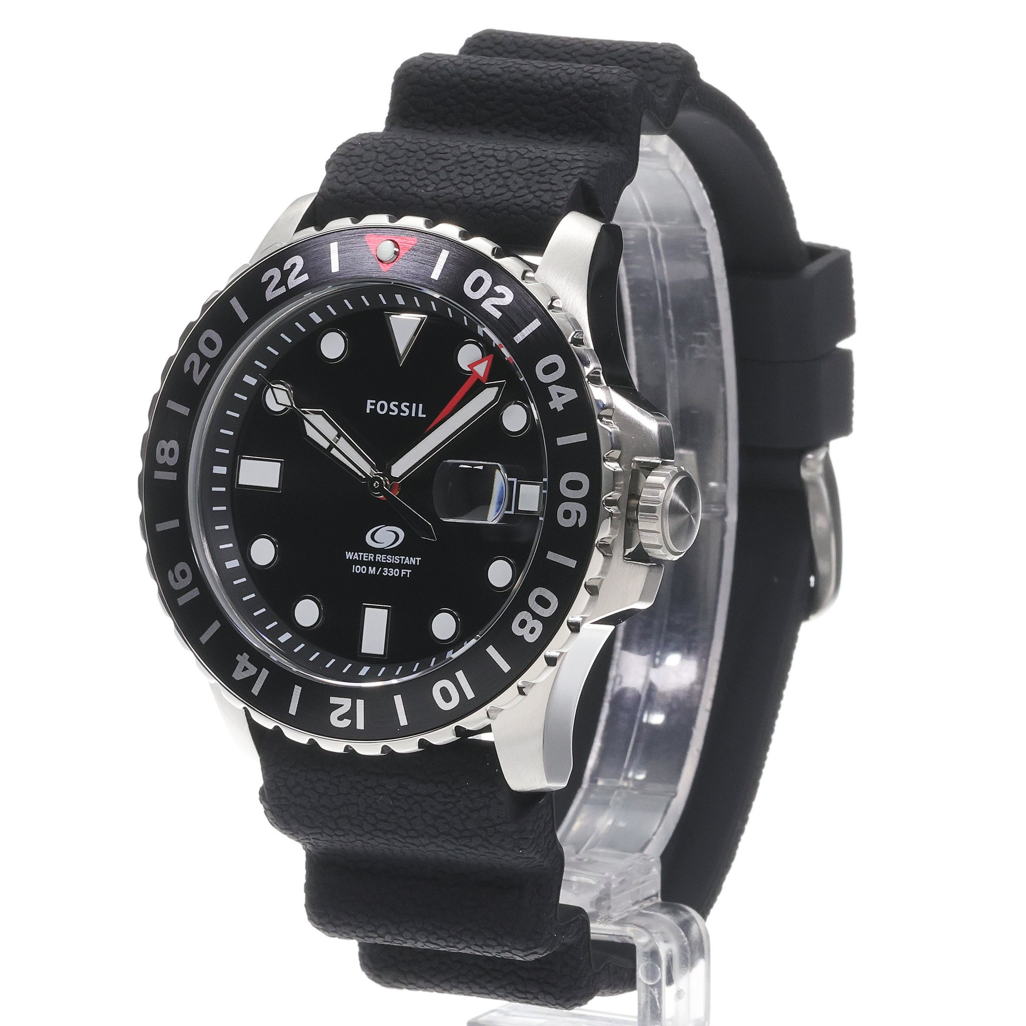 Fossil FS6036 Męskie BLUE GMT Black Silicone Strap 46mm zegarek męski klasyczny mineralne