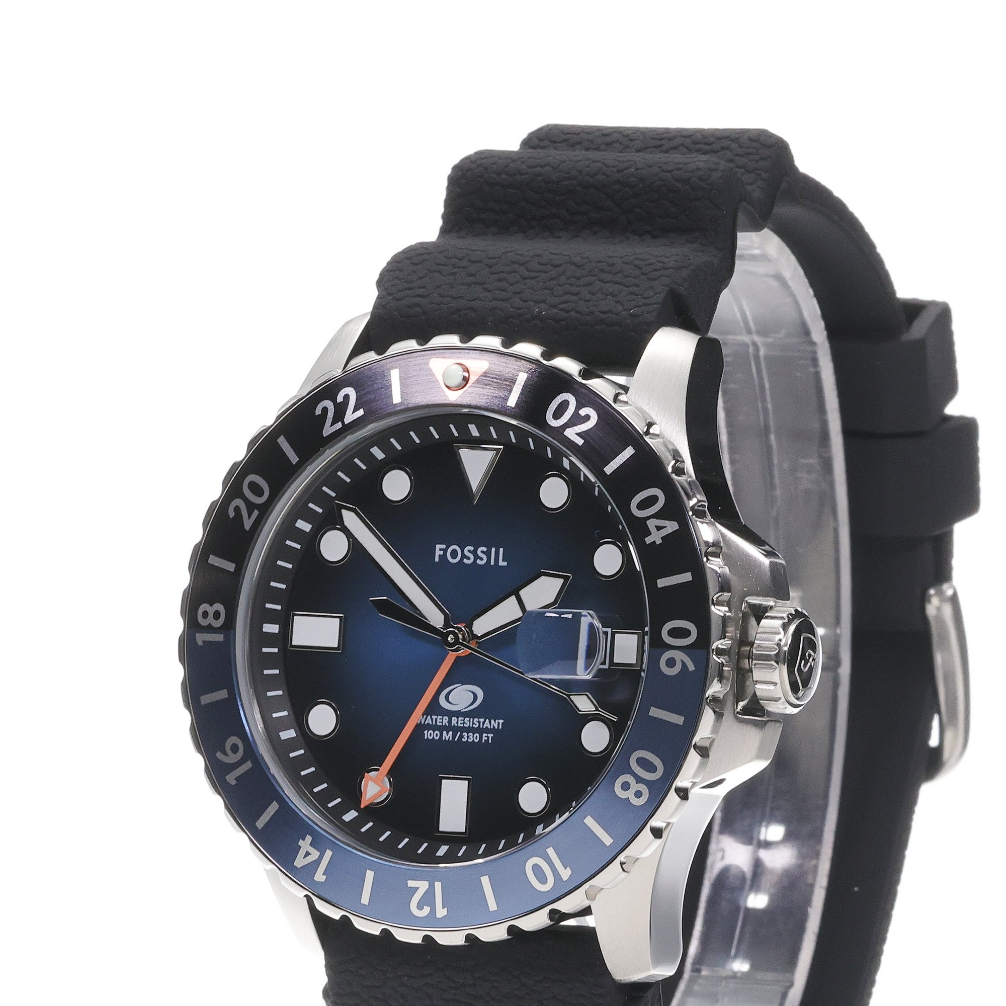 Fossil FS6049 Męskie BLUE GMT Black Silicone Strap 46mm zegarek męski klasyczny mineralne - miniatura 2
