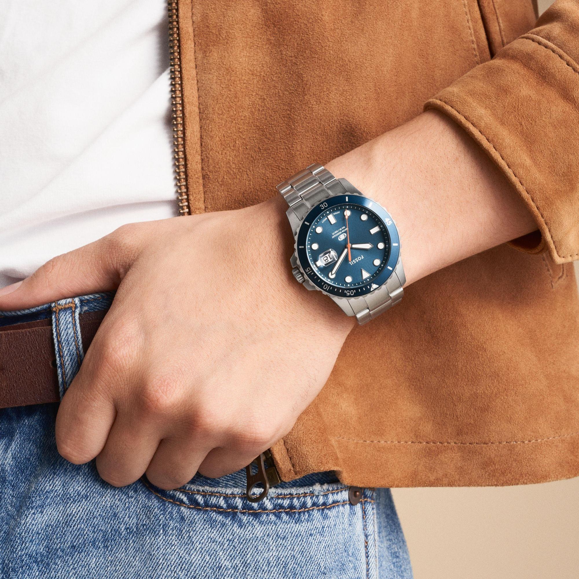 Fossil FS6050 zegarek srebrny klasyczny Męskie bransoleta - miniatura 5