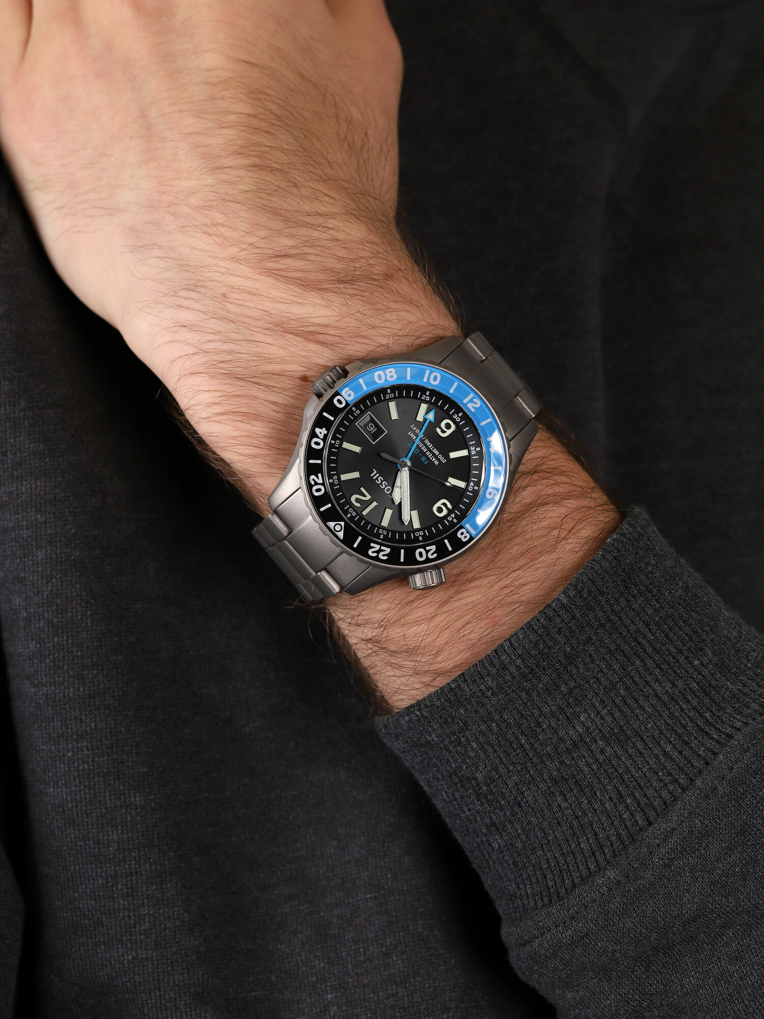 Fossil LE1100 FB-GMT Dual Time Limited Edition FB-GMT klasyczny zegarek szary - miniatura 3