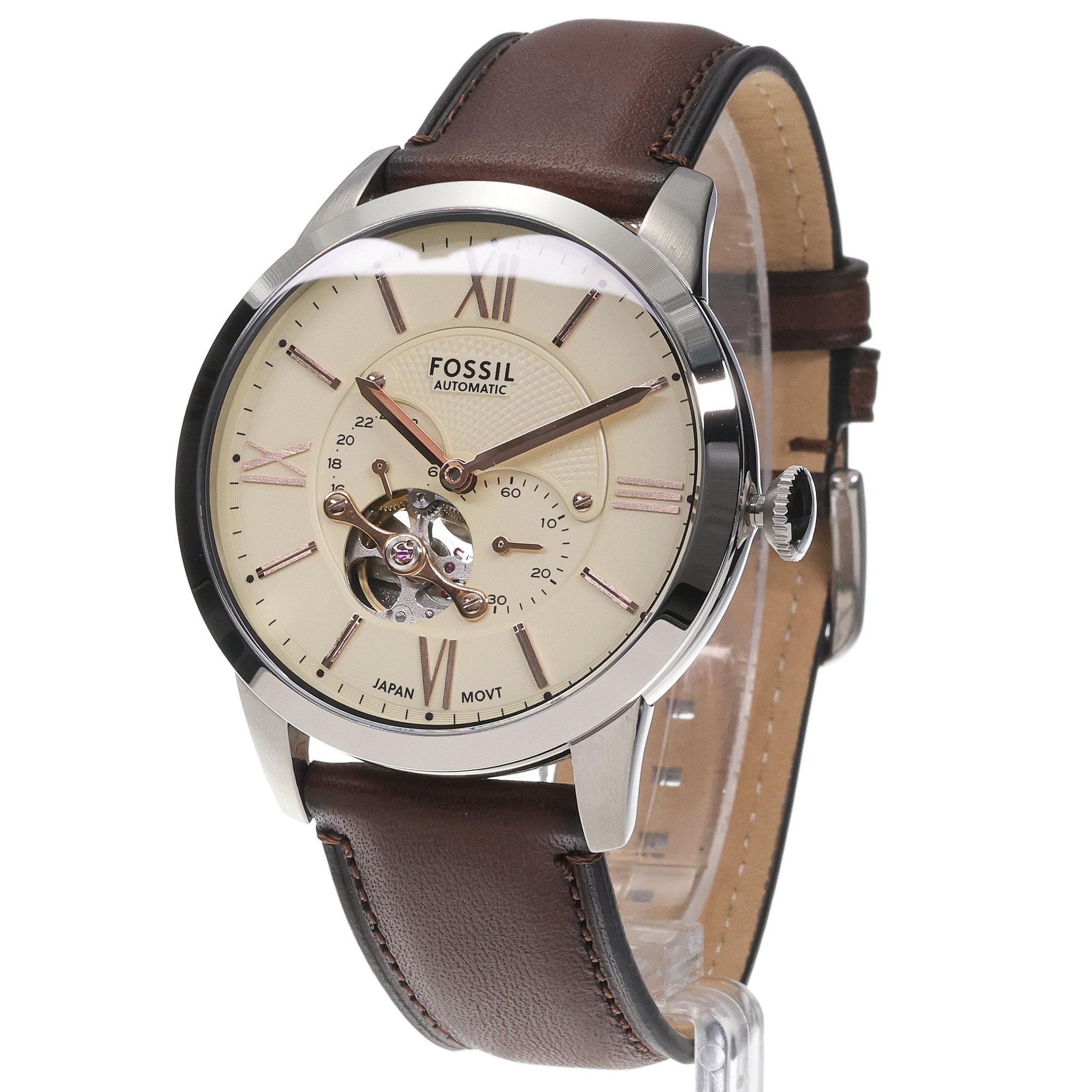 Fossil ME3266 Męskie Brown Leather Strap Open Heart 42mm zegarek męski elegancki mineralne - miniatura 2