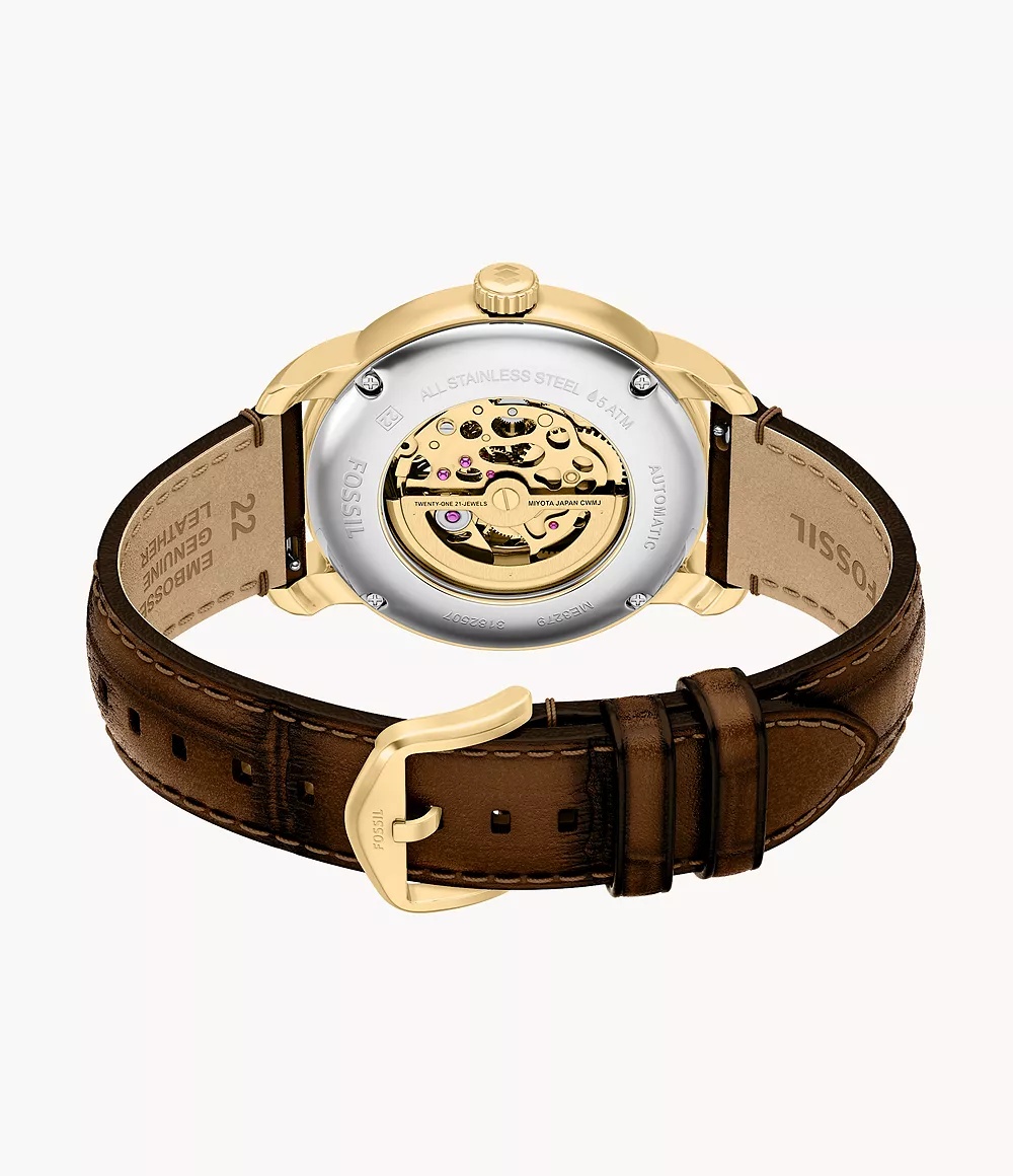 Fossil ME3279 HERITAGE AUTOMATIC Brown Leather Strap 43mm zegarek klasyczny Męskie