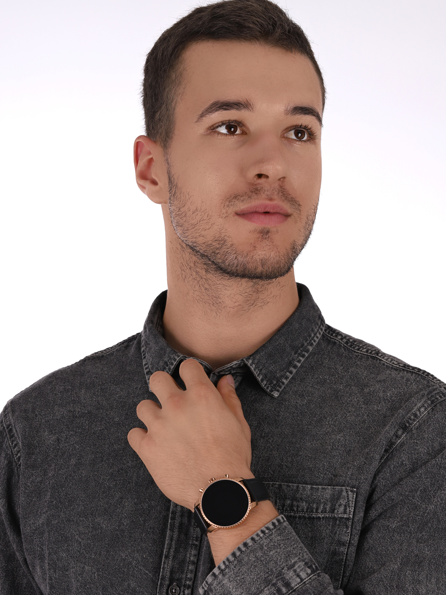 Fossil Smartwatches FTW4017 Fossil Q Gen 4 Smartwatch Explorist HR Black Leather zegarek męski fashion/modowy mineralne - miniatura 2