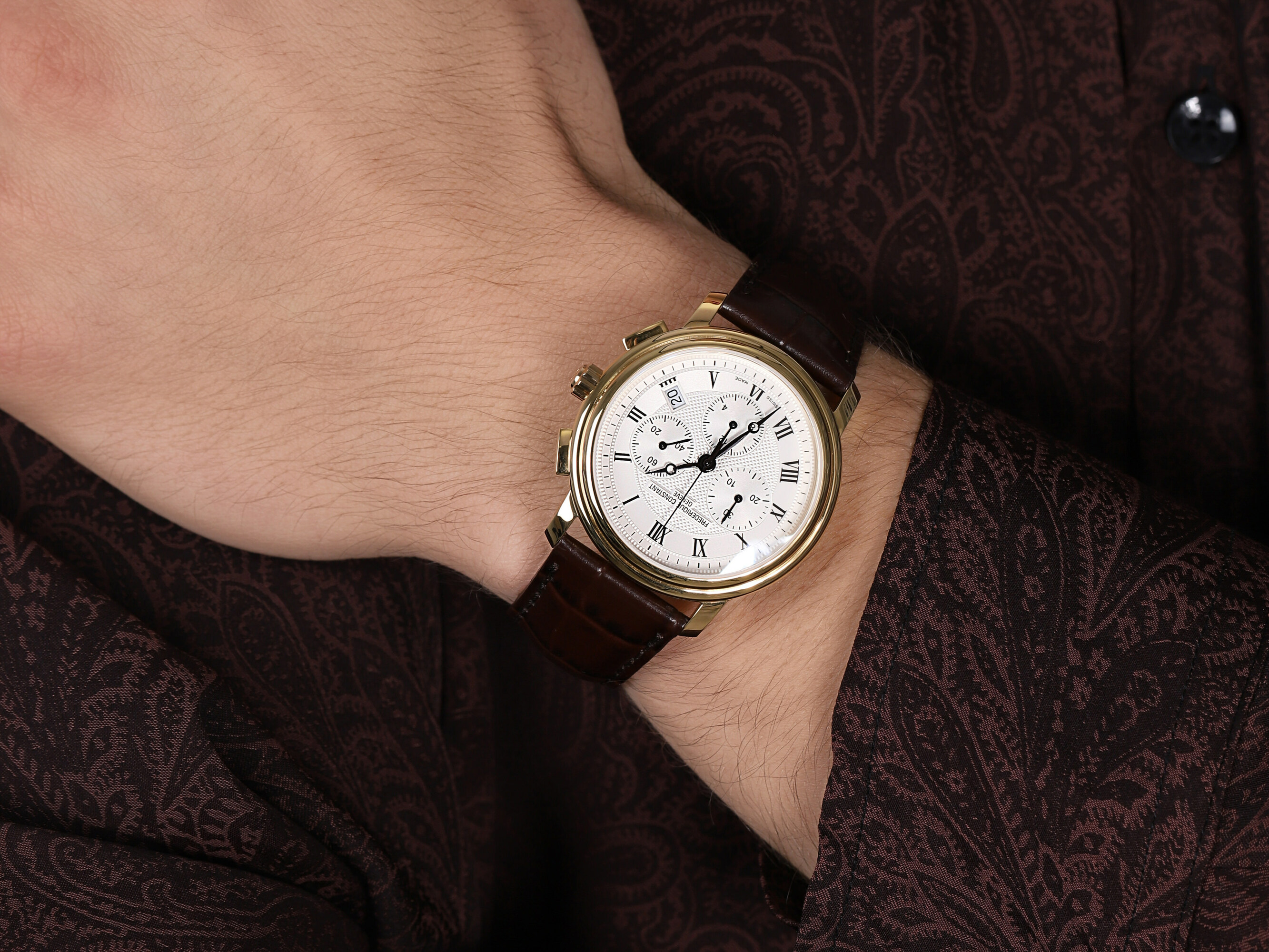 Frederique Constant FC-292MC4P5 zegarek złoty klasyczny Classics pasek - miniatura 4