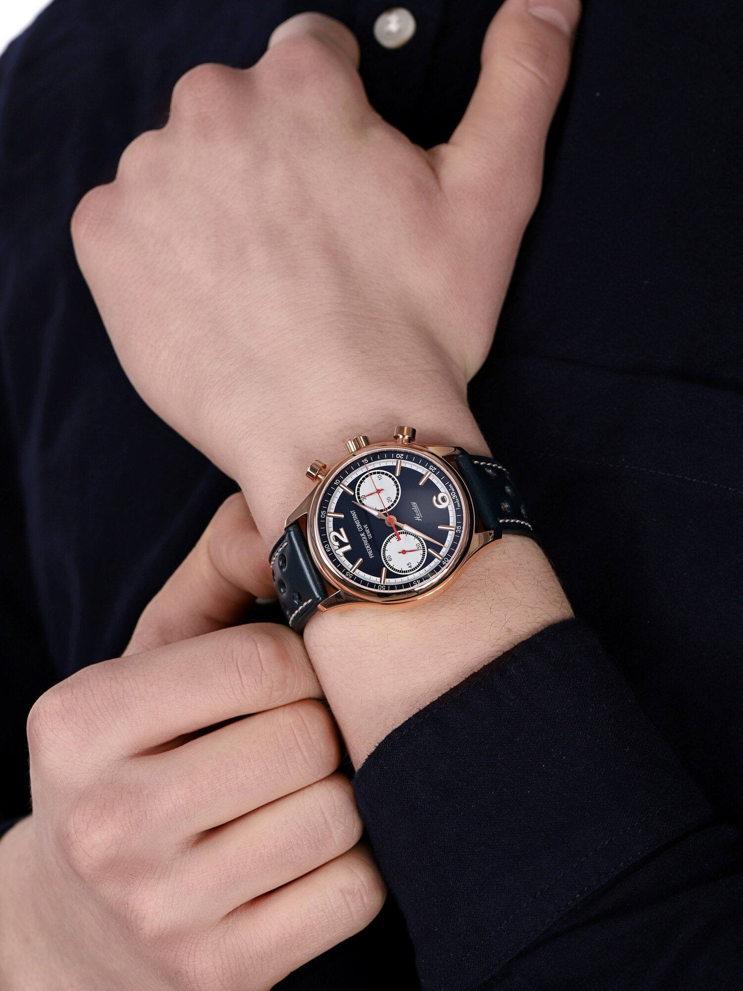 Frederique Constant FC-397HN5B4 zegarek różowe złoto sportowy Vintage Rally pasek - miniatura 3