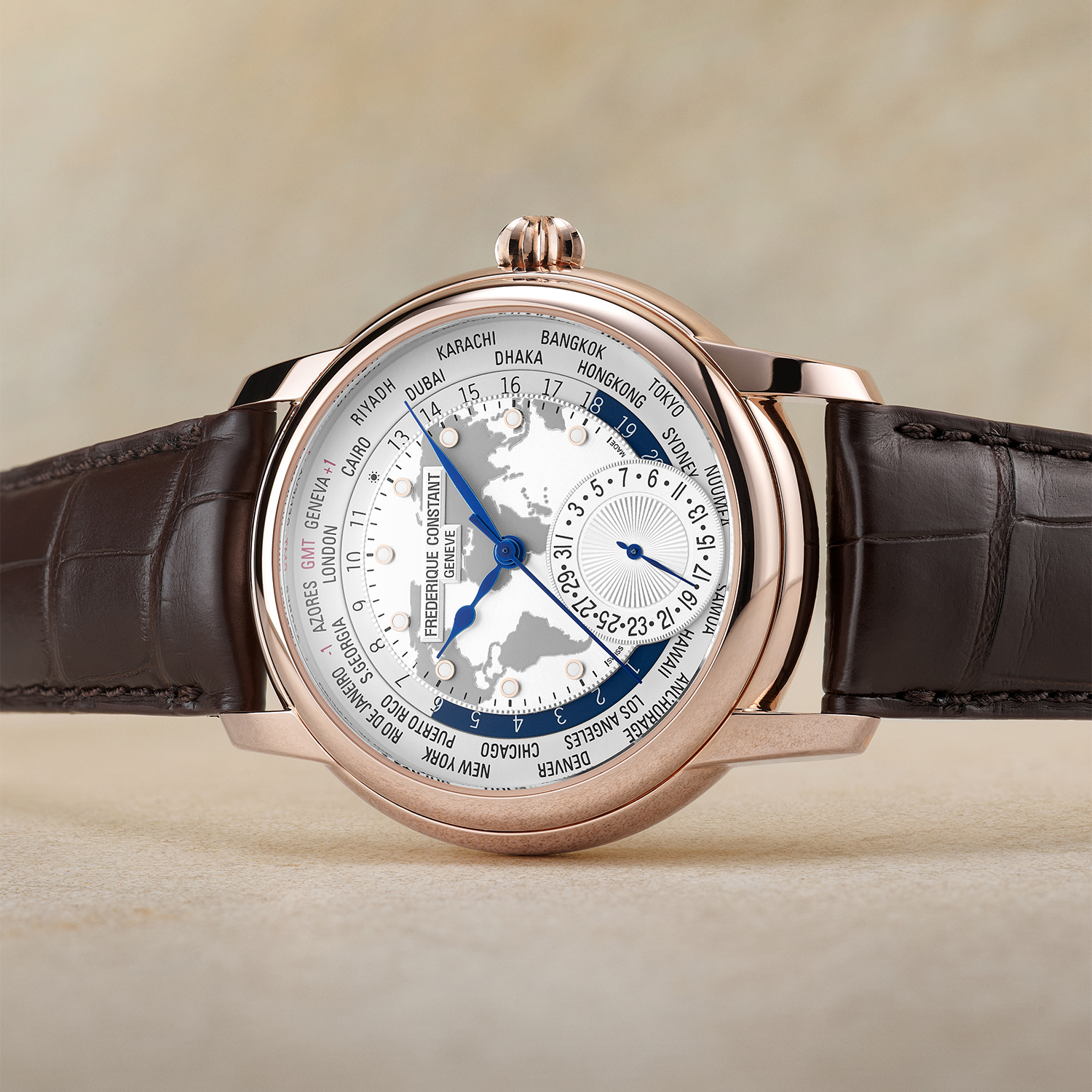Frederique Constant FC-718WM4H4 zegarek różowe złoto klasyczny Manufacture pasek - miniatura 5