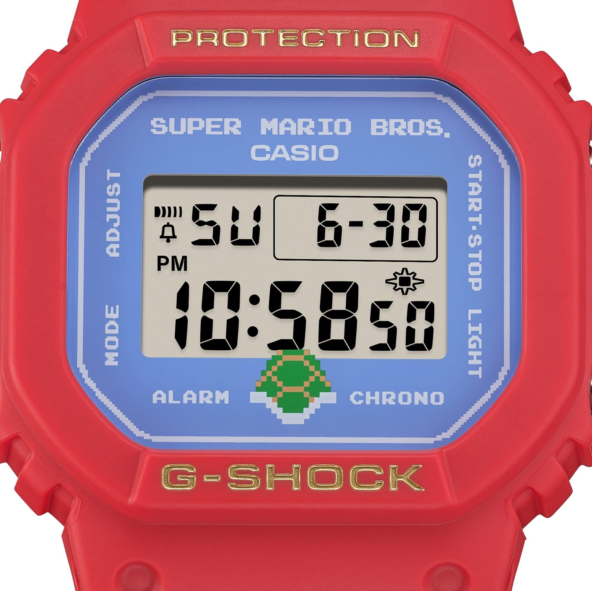 G-SHOCK DW-5600SMB-4ER Super Mario Brothers G-SHOCK sportowy zegarek czerwony