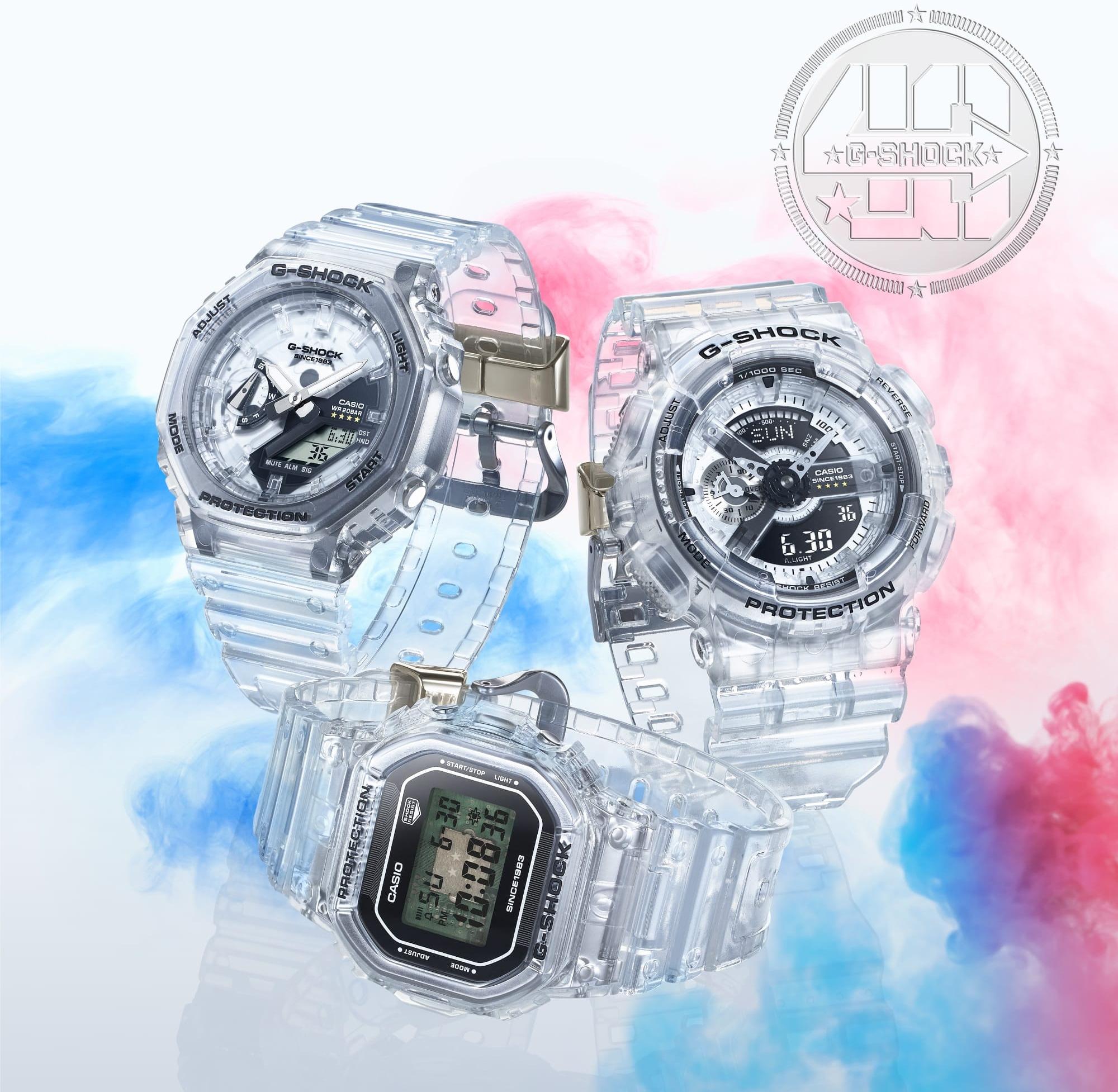 G-SHOCK GA-114RX-7AER G-Shock 40th Anniversary Clear Remix G-SHOCK Original sportowy zegarek bezbarwny
