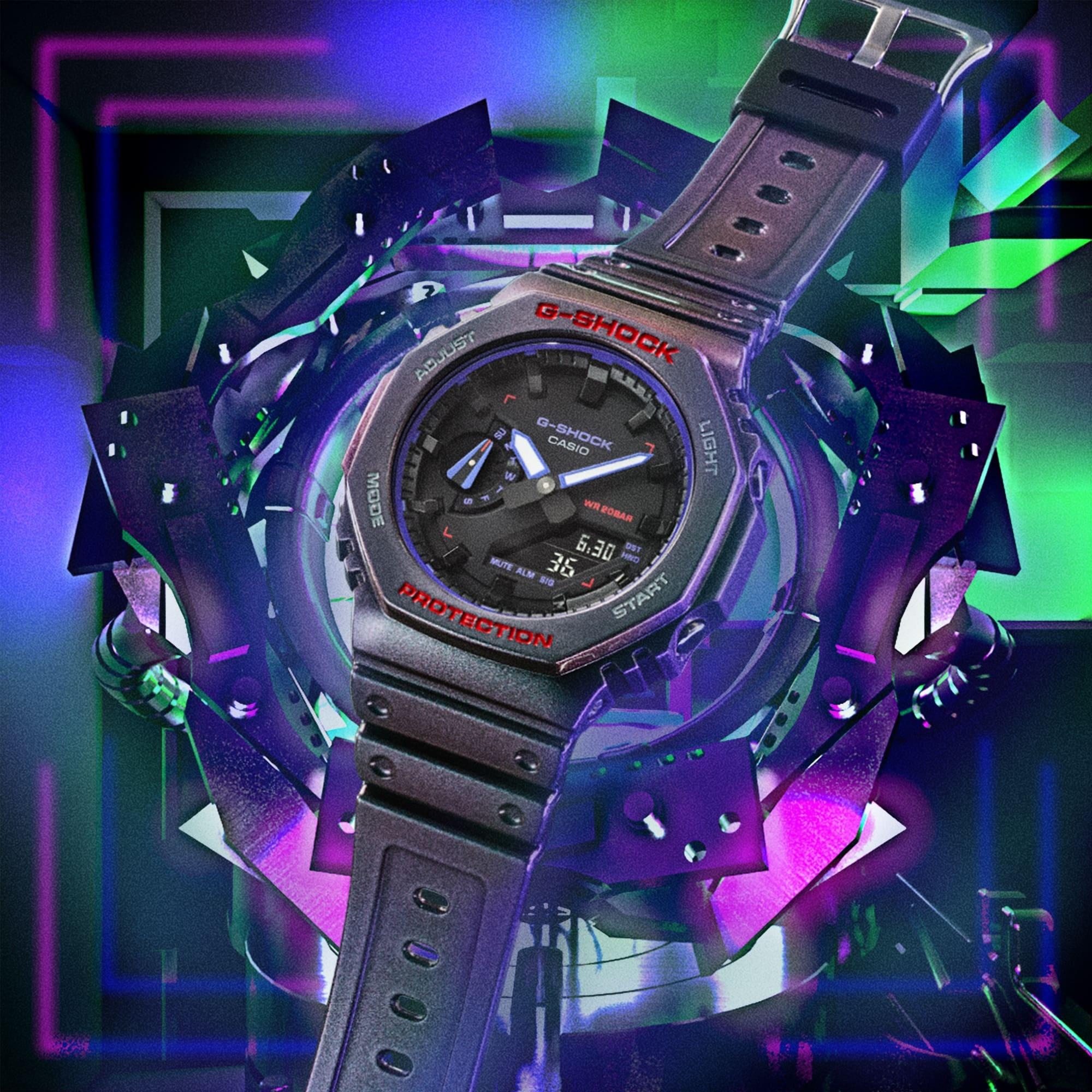 G-SHOCK GA-2100AH-6AER zegarek fioletowy sportowy G-SHOCK Original pasek - miniatura 5
