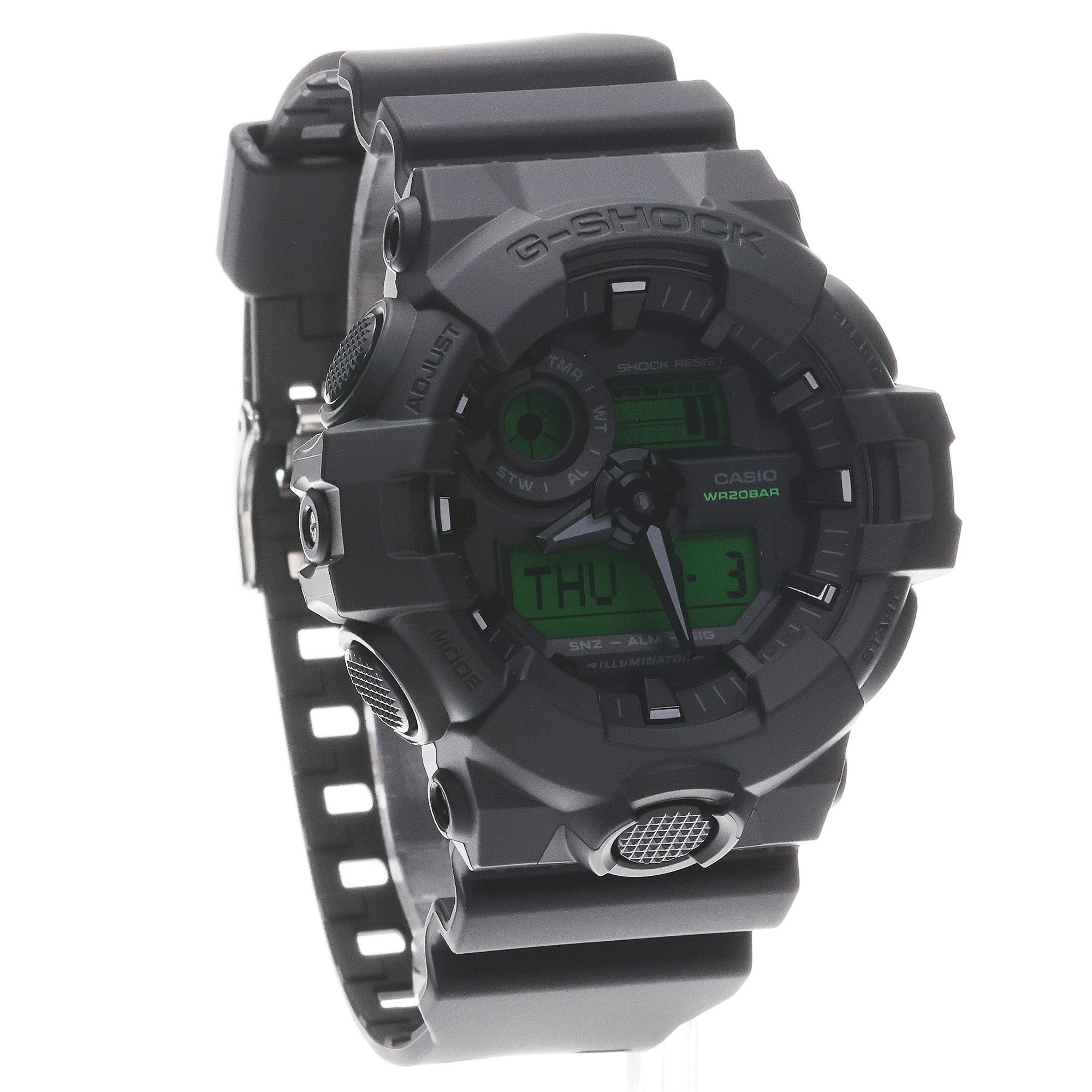 G-SHOCK GA-700BEG-1AER Black And Electro Green G-SHOCK Original sportowy zegarek czarny - miniatura 3