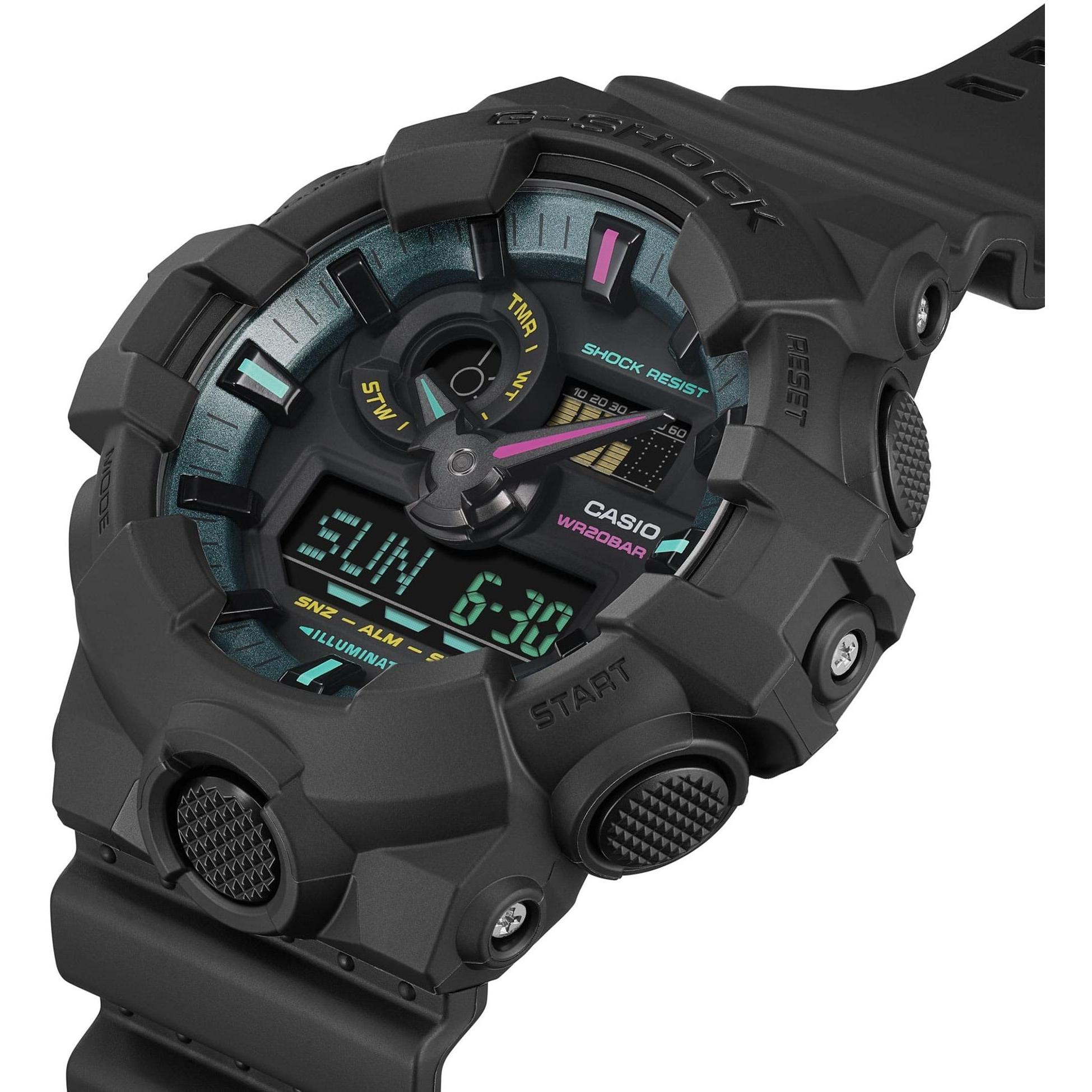 G-SHOCK GA-700MF-1AER G-SHOCK MULTI-FLUORESCENT ACCENTS G-SHOCK Original sportowy zegarek czarny - miniatura 2