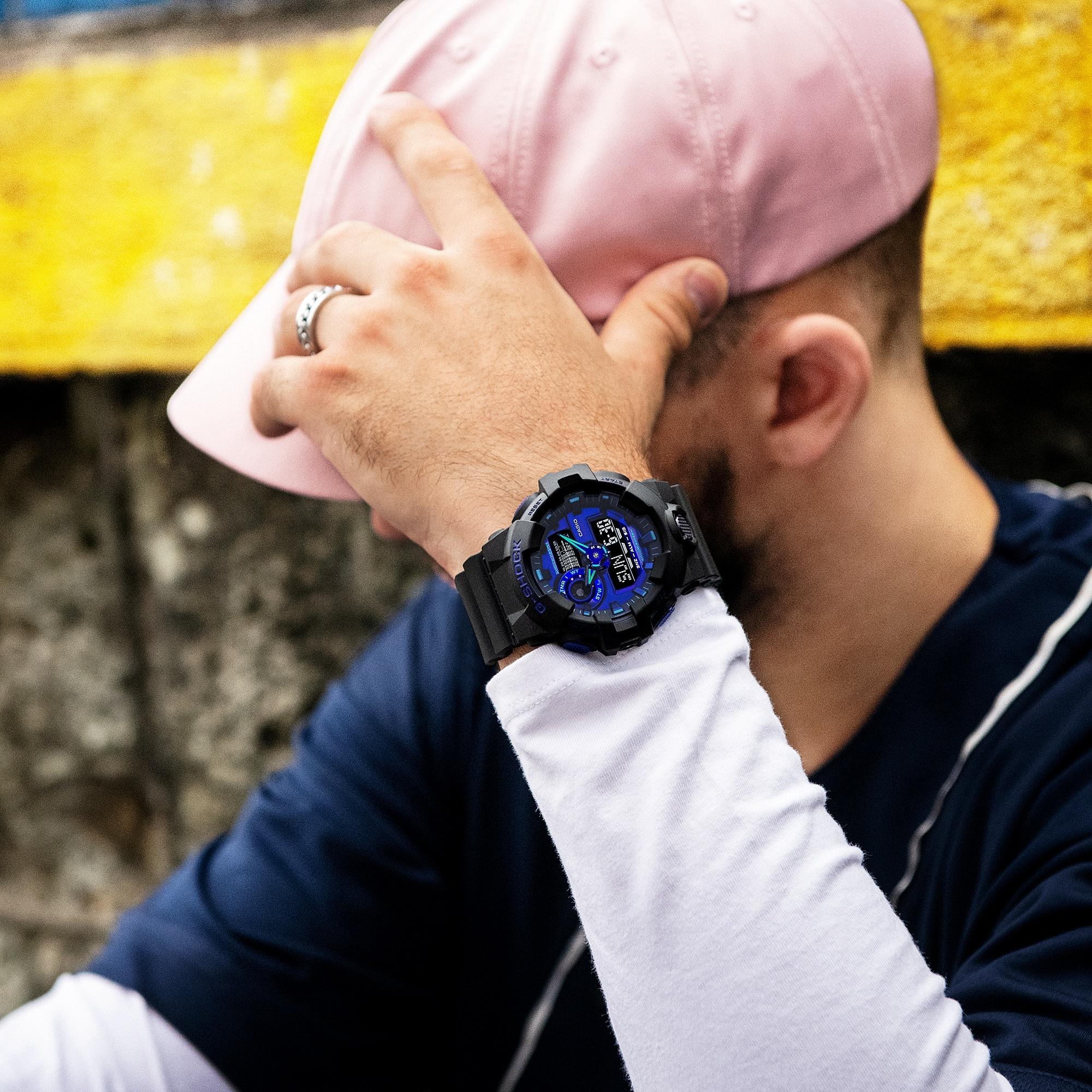 G-SHOCK GA-700VB-1AER G-SHOCK Original VIRTUAL BLUE zegarek męski sportowy mineralne - miniatura 9