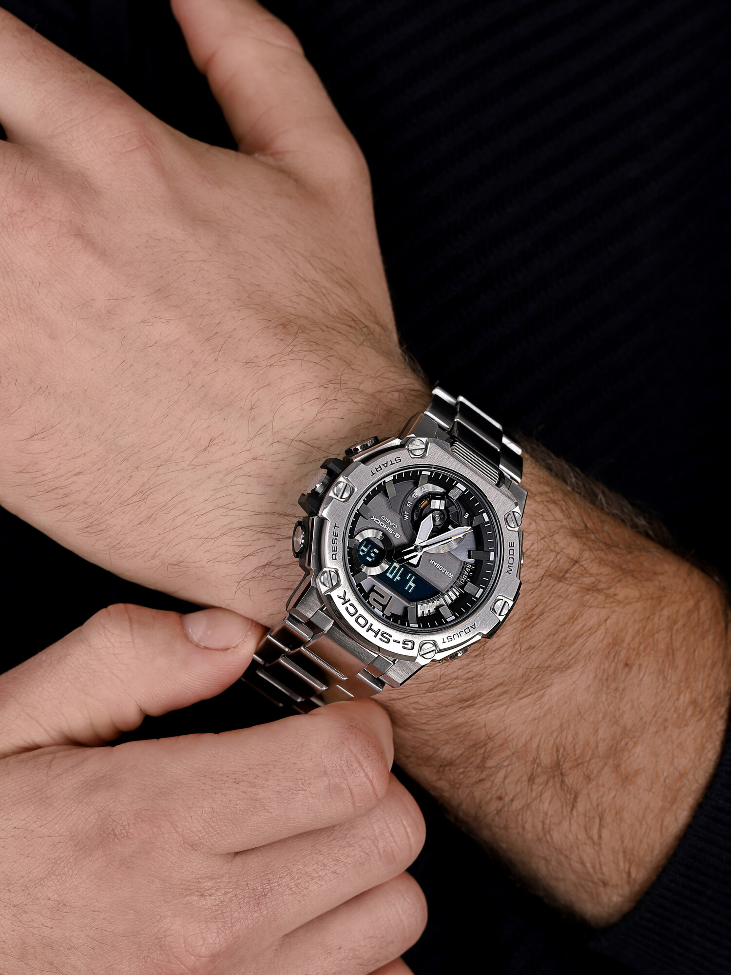 G-SHOCK GST-B300E-5AER zegarek męski G-SHOCK G-STEEL srebrny