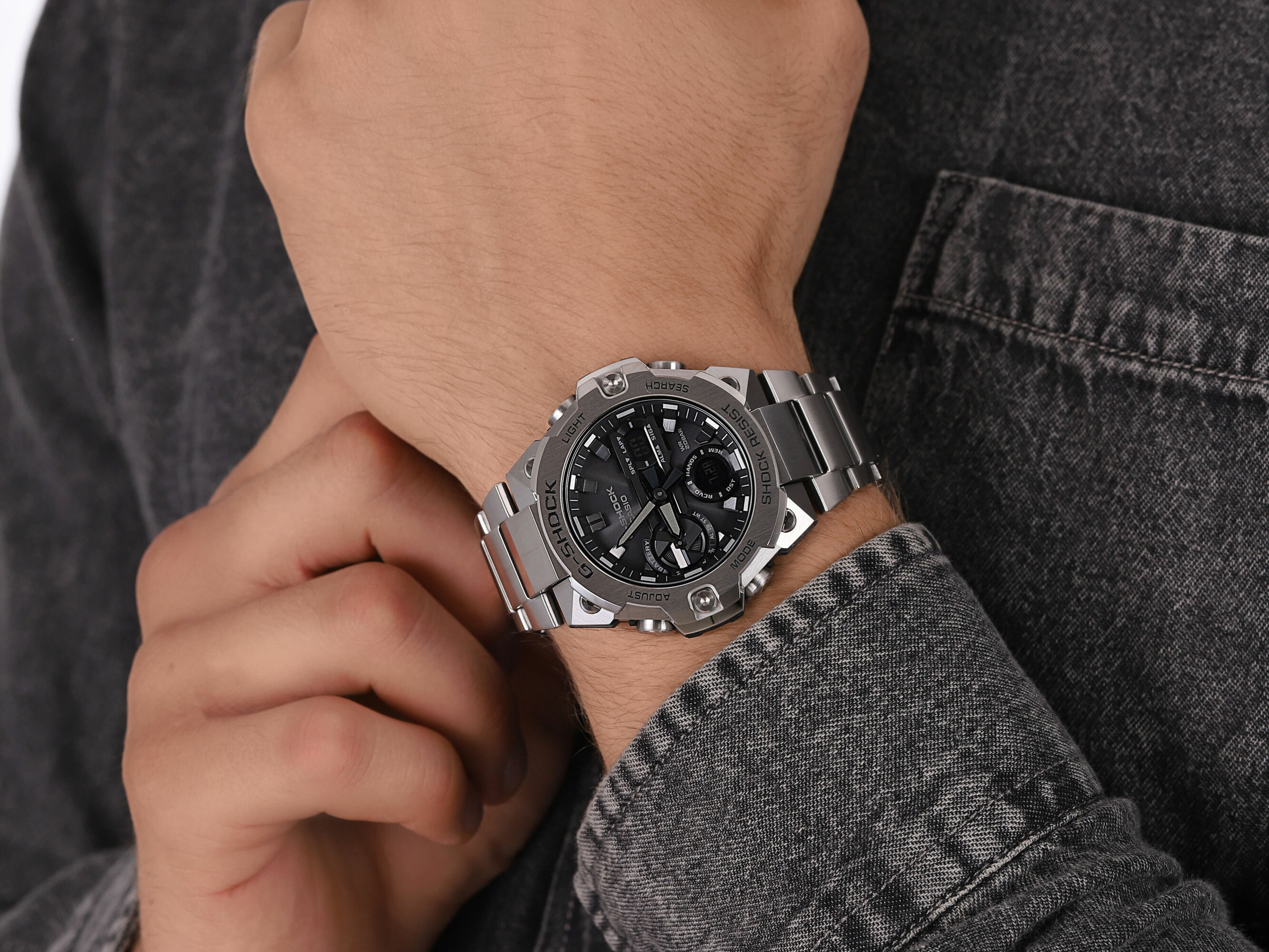 G-SHOCK GST-B400D-1AER G-SHOCK G-STEEL sportowy zegarek srebrny