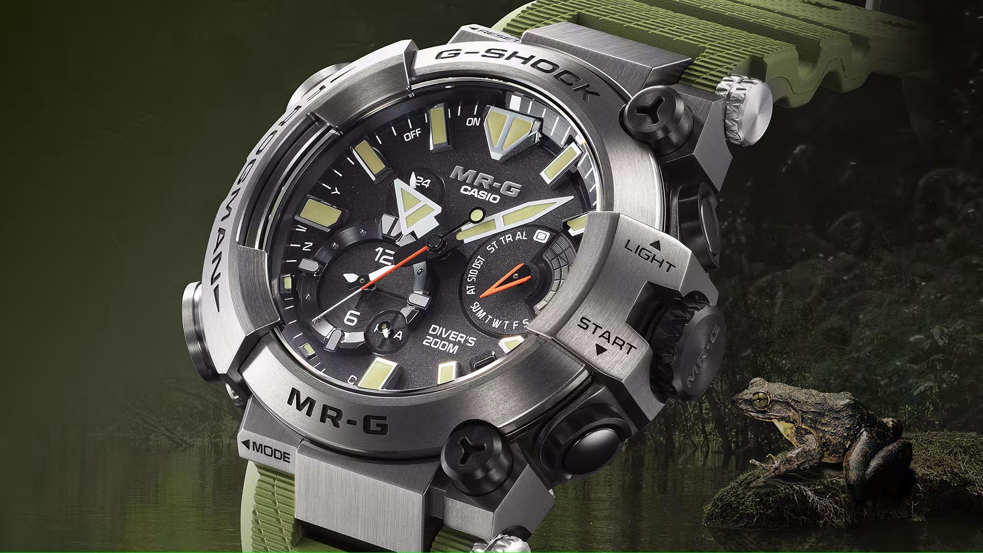 G-SHOCK MRG-BF1000RG-3ADR G-SHOCK MR-G Frogman zegarek męski szafirowe - miniatura 9