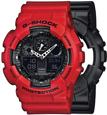 G-SHOCK SET GA-100-1A1ER + BEZEL 10395289 + PASEK 10395226 G-SHOCK Original - zdjęcie 1