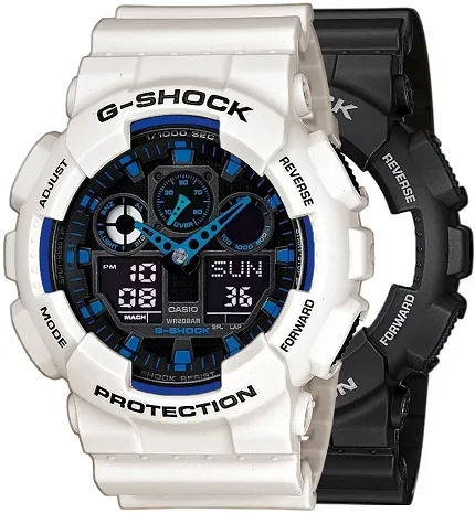 G-SHOCK SET GA-100-1A2ER + BEZEL 10395292 + PASEK 10395227 G-SHOCK Original - zdjęcie 1