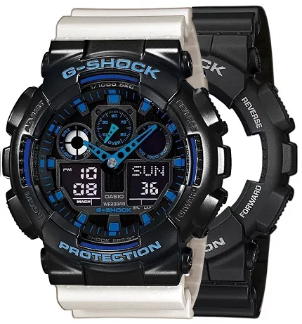 G-SHOCK SET GA-100-1A2ER + BEZEL 10514393 + PASEK 10395227 G-SHOCK Original - zdjęcie 1