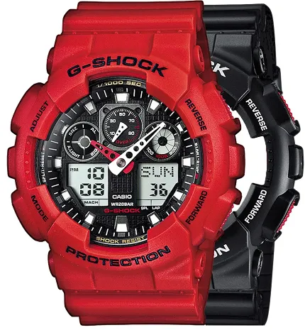 G-SHOCK SET GA-100-1A4ER + BEZEL 10395289 + PASEK 10395226 G-SHOCK Original - zdjęcie 1