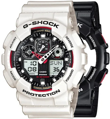 G-SHOCK SET GA-100-1A4ER + BEZEL 10395292 + PASEK 10395227 G-SHOCK Original - zdjęcie 1