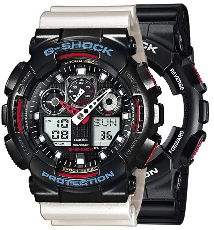 G-SHOCK SET GA-100-1A4ER + BEZEL 10514393 + PASEK 10395227 G-SHOCK Original - zdjęcie 1
