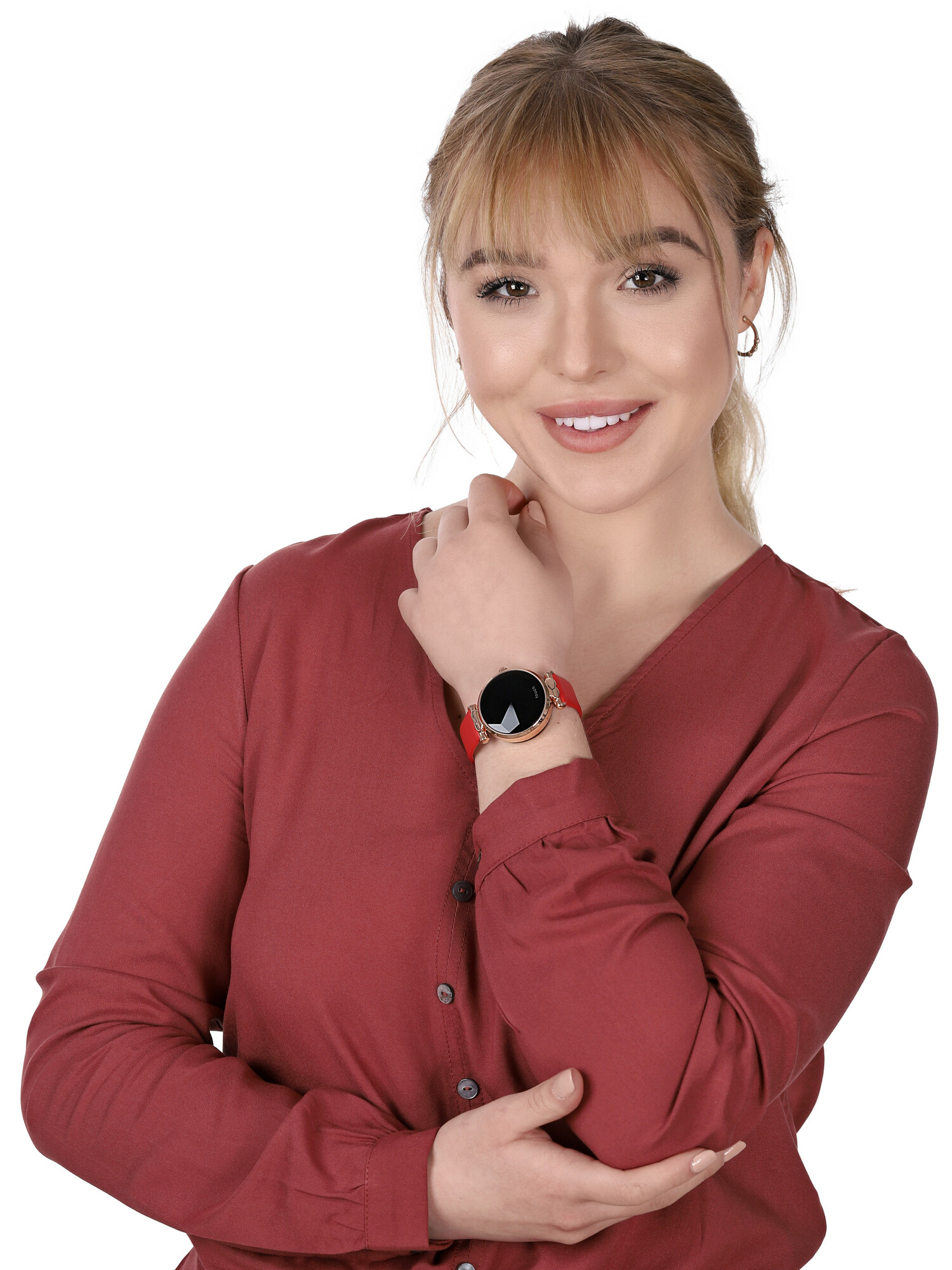 Garett 5903246282863 Damskie Smartwatch Garett Women Lisa Czerwony zegarek damski sportowy z tworzywa sztucznego - miniatura 2