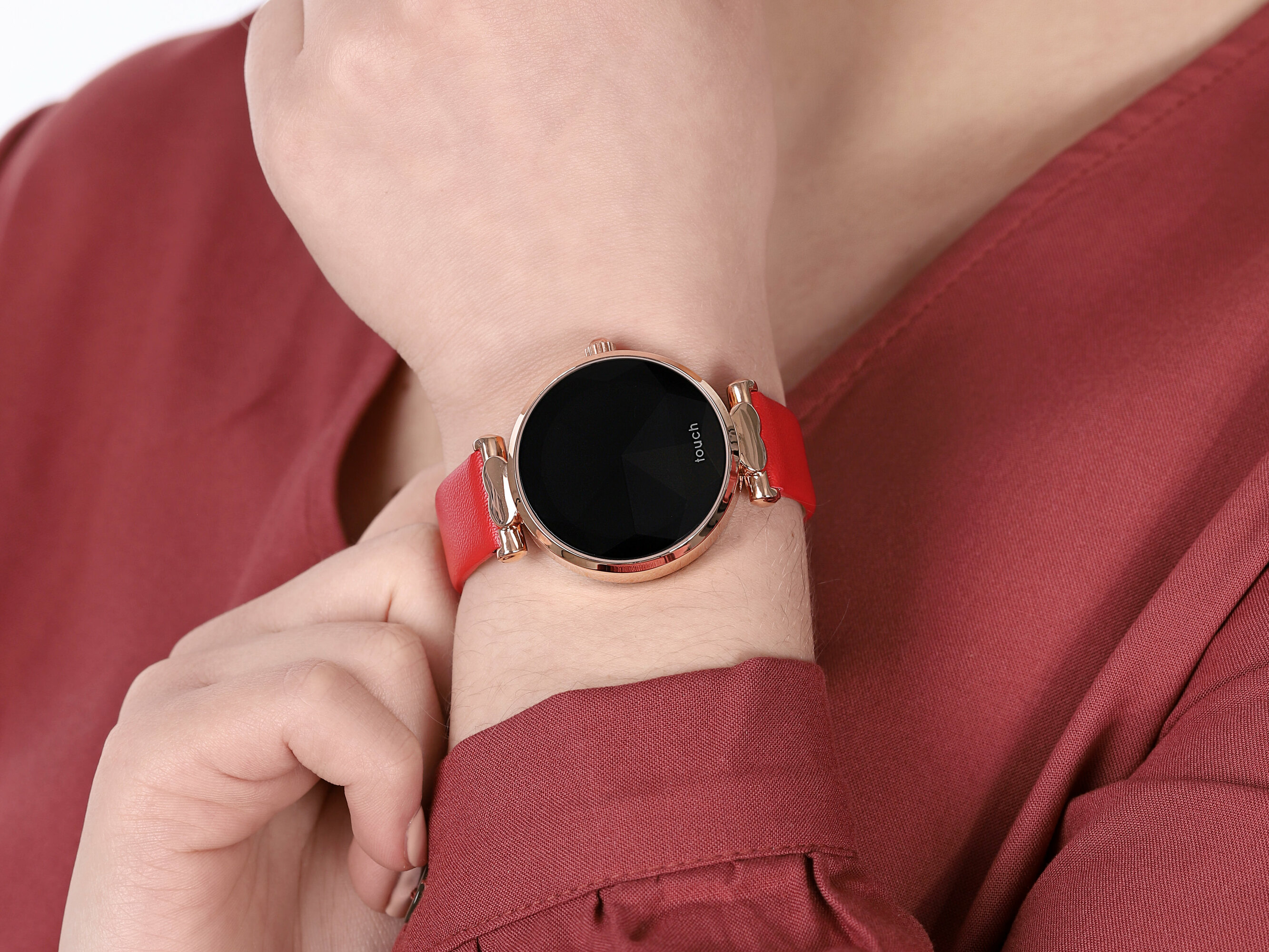Garett 5903246282863 Smartwatch Garett Women Lisa Czerwony Damskie sportowy zegarek różowe złoto - miniatura 4