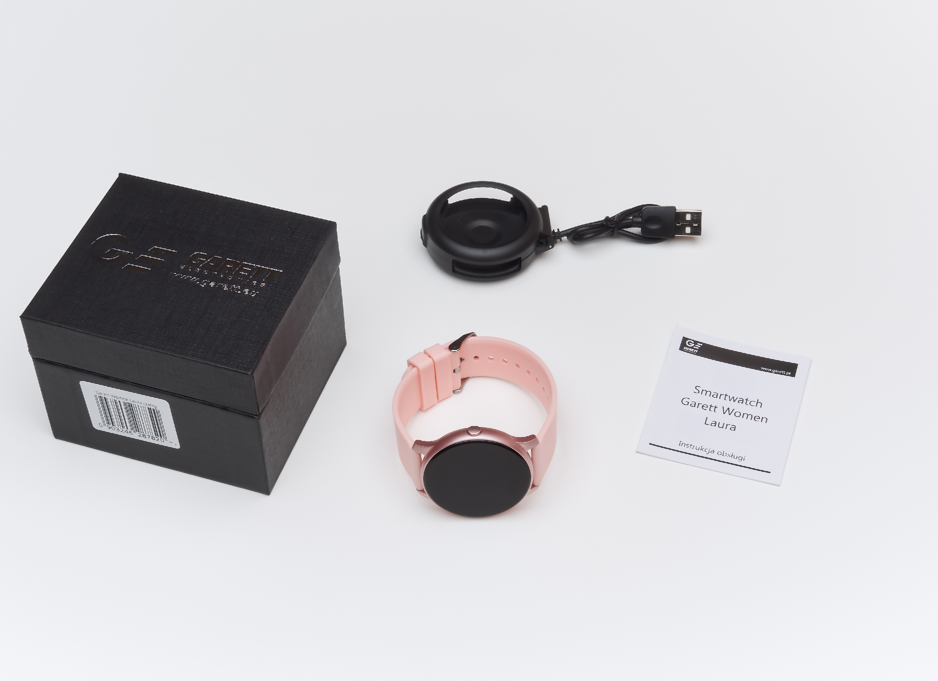 Garett 5903246288896 Damskie Smartwatch Garett Lady Rosa złoty różowy zegarek damski sportowy z tworzywa sztucznego