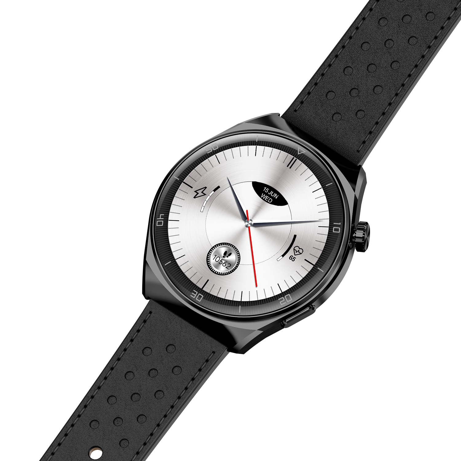 Garett 5904238485613 Smartwatch Garett V12 Czarny Skórzany Garett sportowy zegarek czarny - miniatura 4