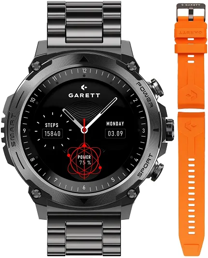 Garett 5904238486856 Garett Smartwatch Garett Atom czarny stalowy - zdjęcie 1