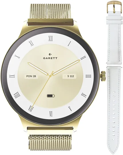 Garett 5904238487037-POWYSTAWOWY Damskie Smartwatch Garett Verona 2 Glow Złoty Mesh + Pasek - zdjęcie 1