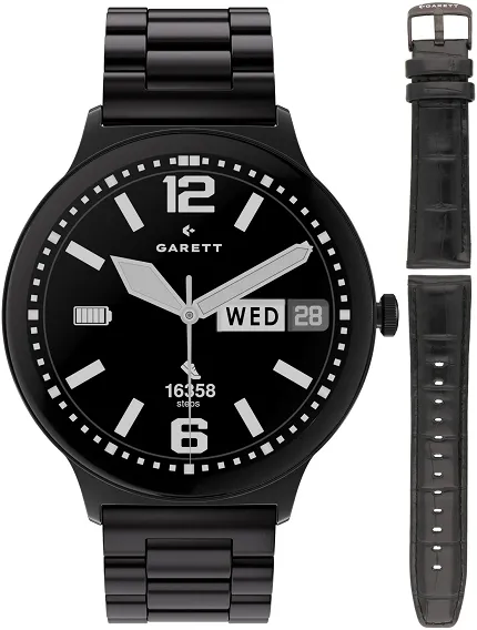 Garett 5904238487570 Garett Smartwatch Garett Quantum Glow czarny stalowy - zdjęcie 1