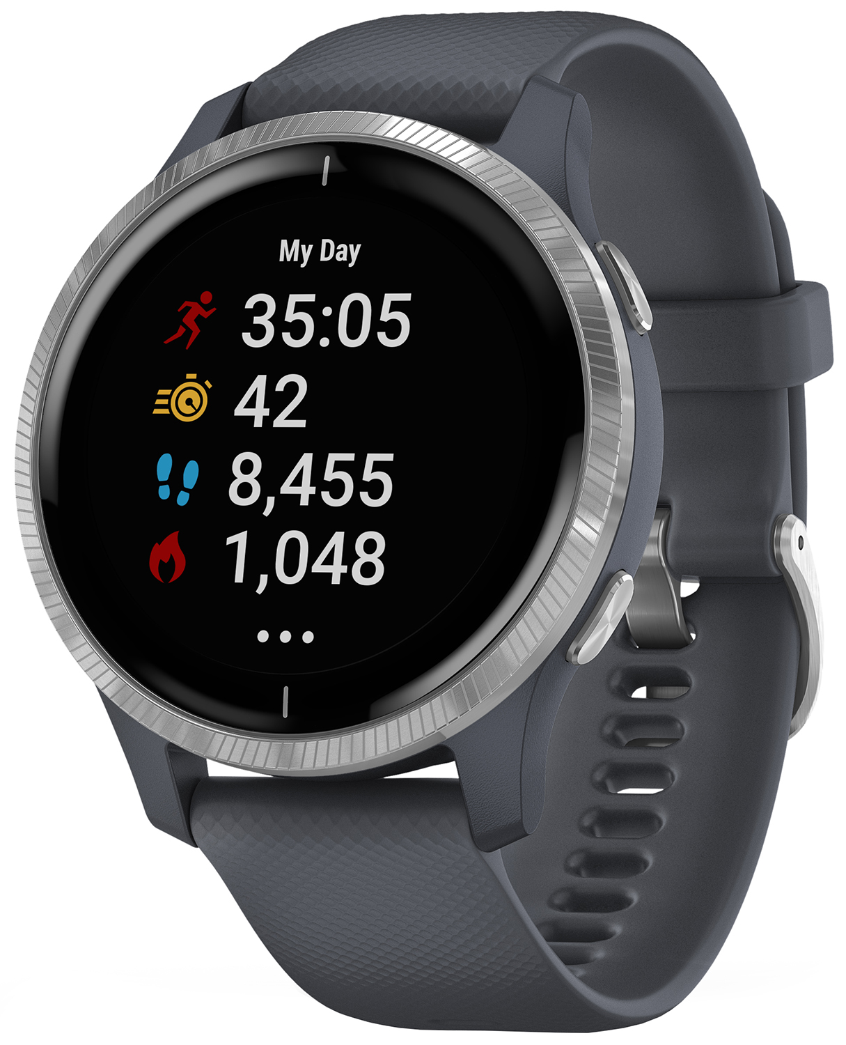 Garmin Venu Silver  Blue Granite with Blue Granite Silicone Band 010-02173-03