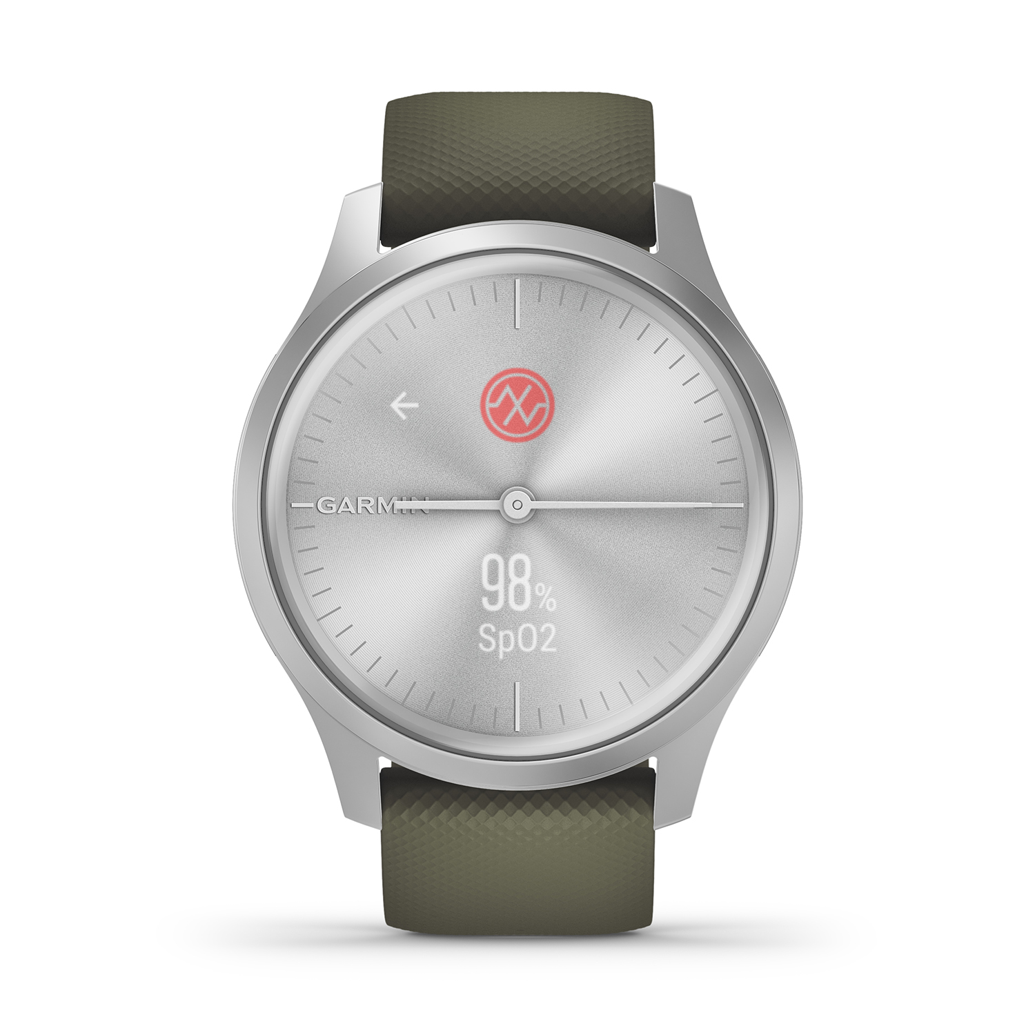 Garmin 010-02240-21 Vivomove Style Silver with Moss Green Silicone Band Goril smartwatch sportowy Garmin Vivomove - miniatura 3