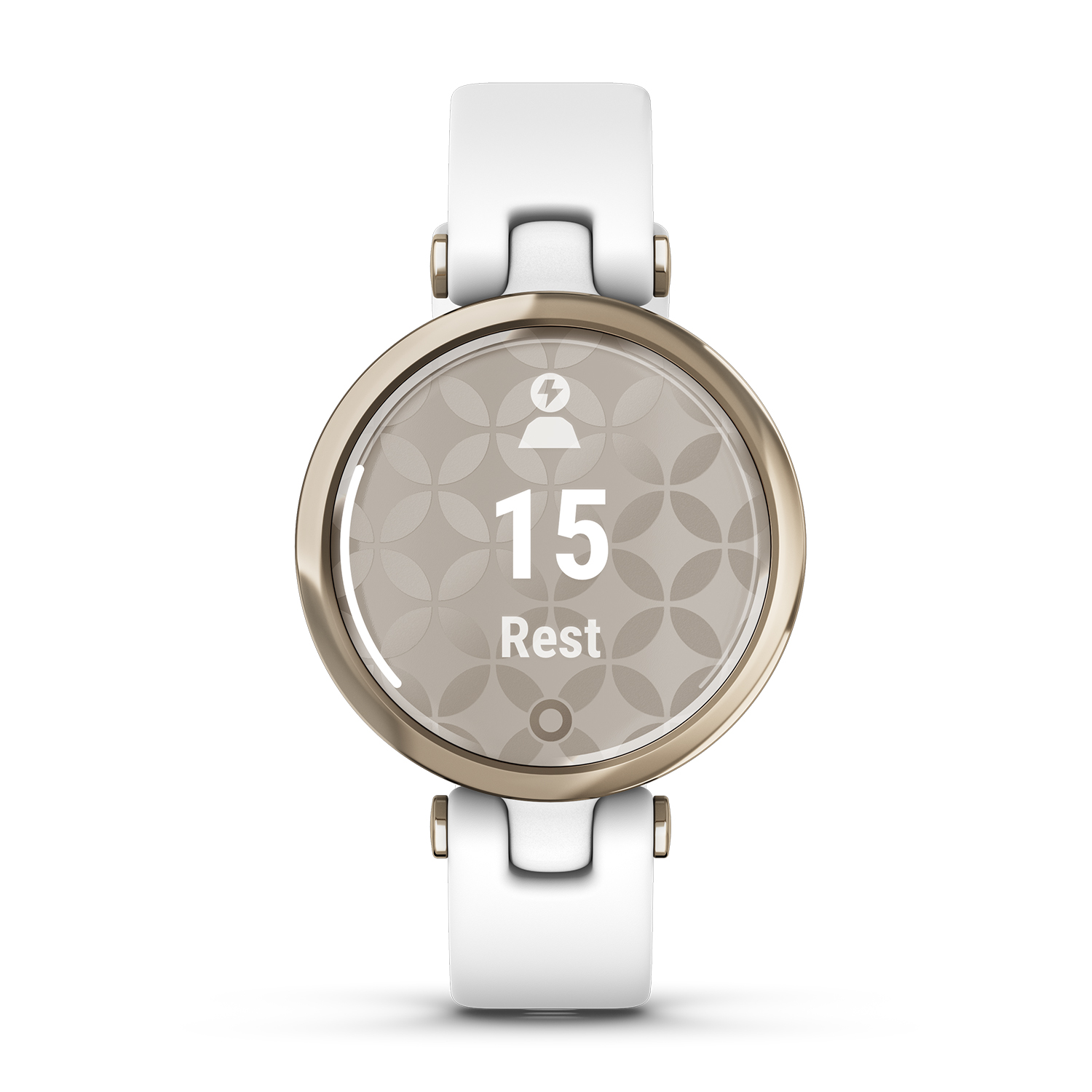 Garmin 010-02384-10 Lily Sport Cream Gold Bezel with White Case and Silicone Garmin Lily sportowy zegarek biały - miniatura 9