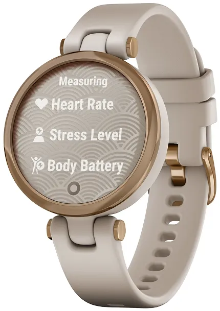 Garmin 010-02384-11 Garmin Lily Lily Sport Rose Gold Bezel with Light Sand Case and Silic
