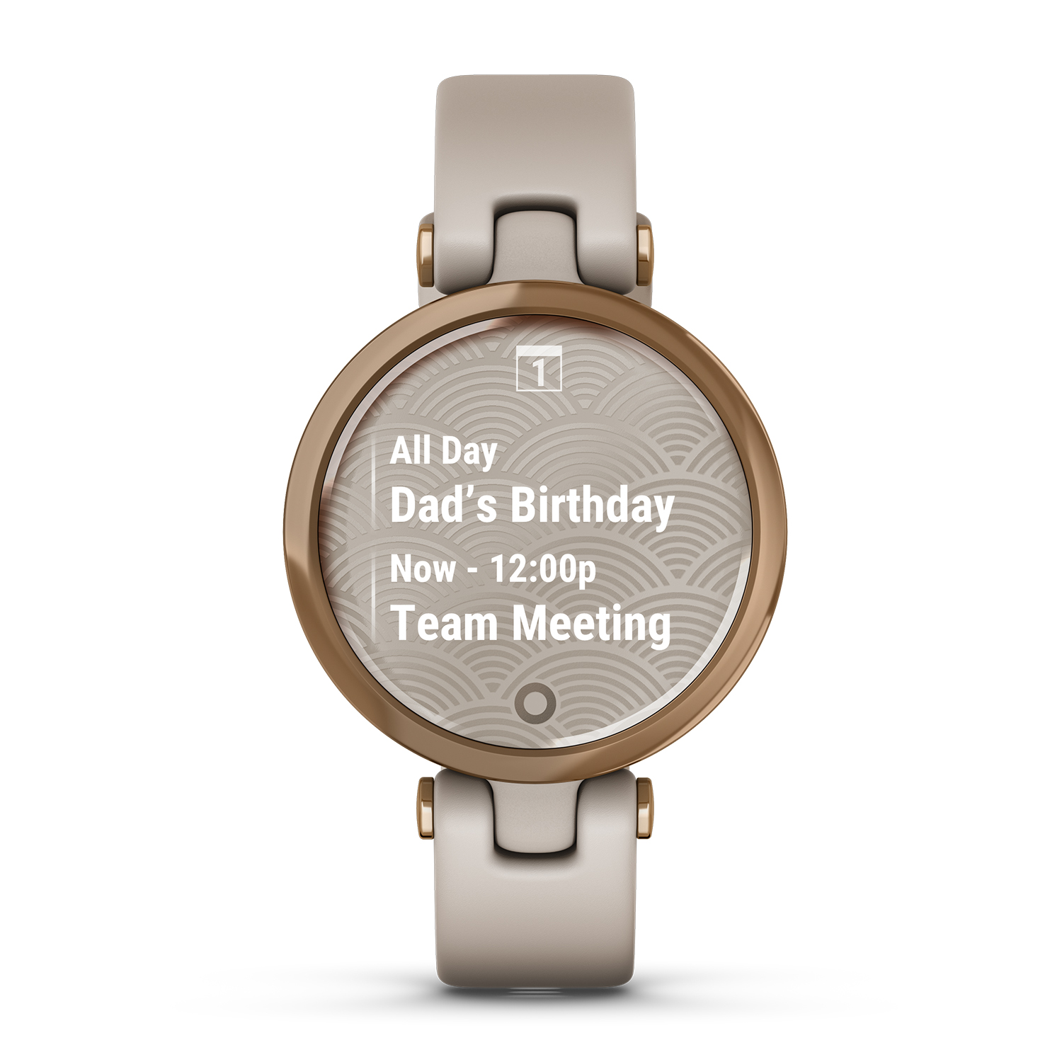 Garmin 010-02384-11 Lily Sport Rose Gold Bezel with Light Sand Case and Silic Garmin Lily sportowy zegarek beżowy