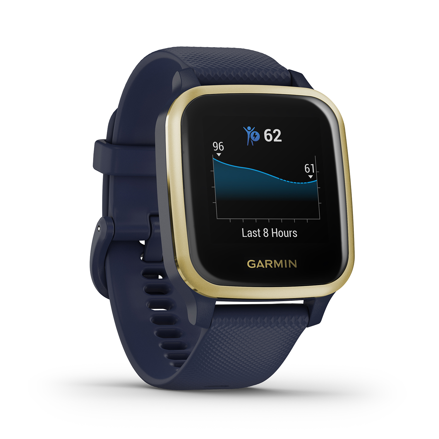 Garmin 010-02426-12 Venu Sq Music Light Gold Aluminium Bezel with Navy Case a Garmin Venu sportowy zegarek niebieski - miniatura 9