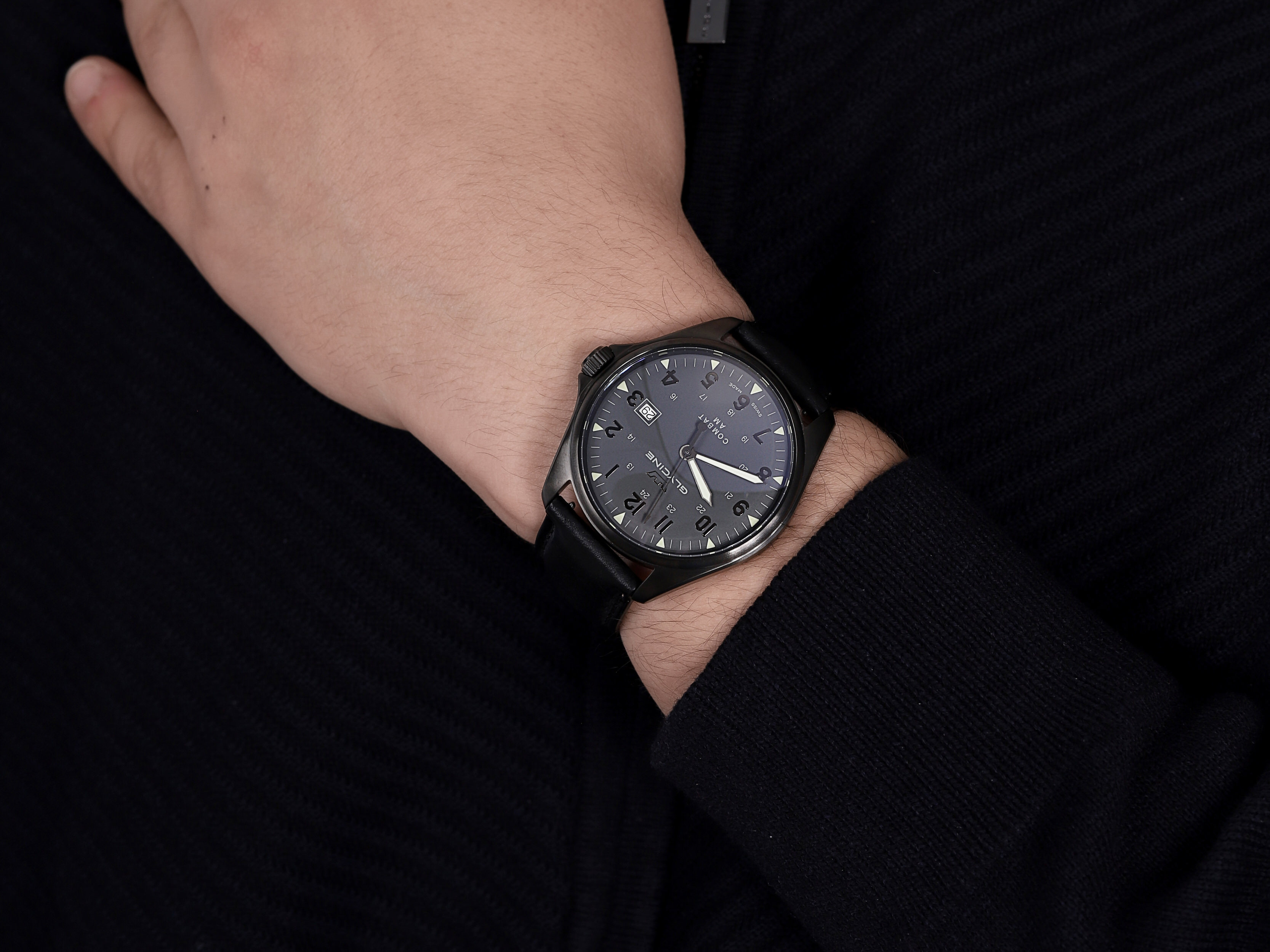 Glycine GL0297 zegarek czarny klasyczny Combat pasek - miniatura 4