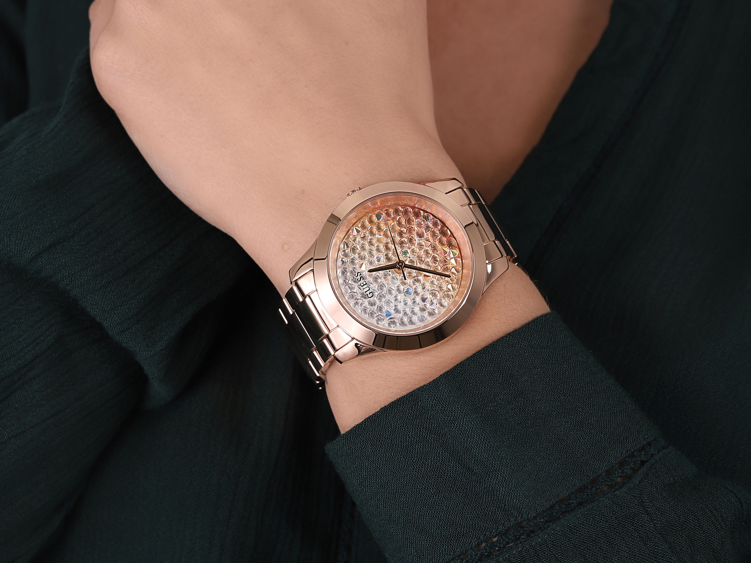 Guess GW0020L3 zegarek różowe złoto klasyczny Bransoleta bransoleta - miniatura 4