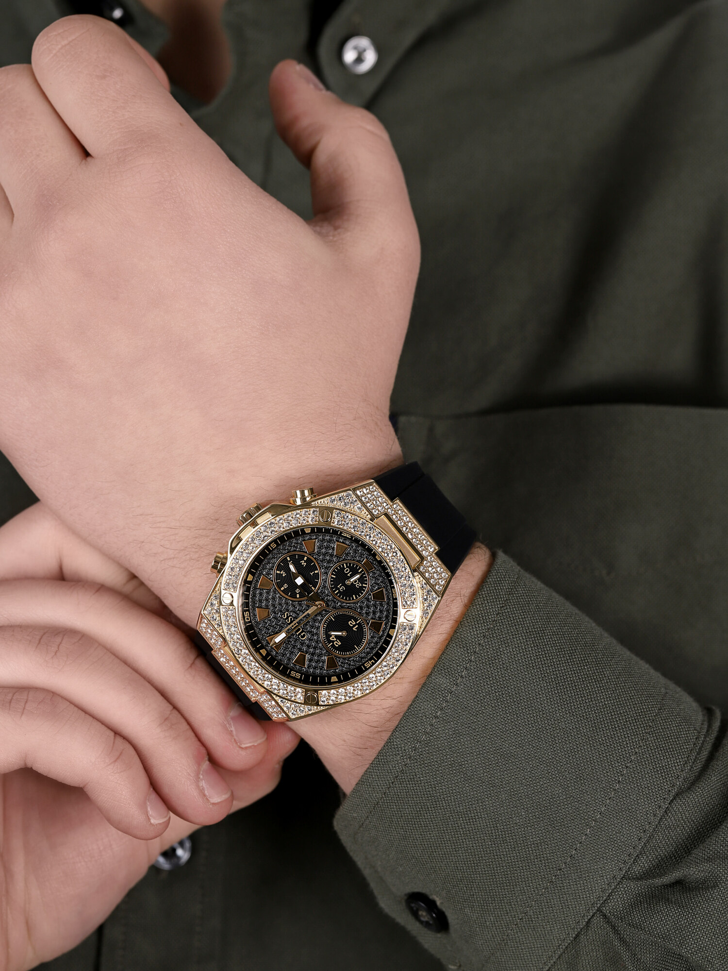 Guess GW0060G2 zegarek złoty klasyczny Pasek pasek - miniatura 3
