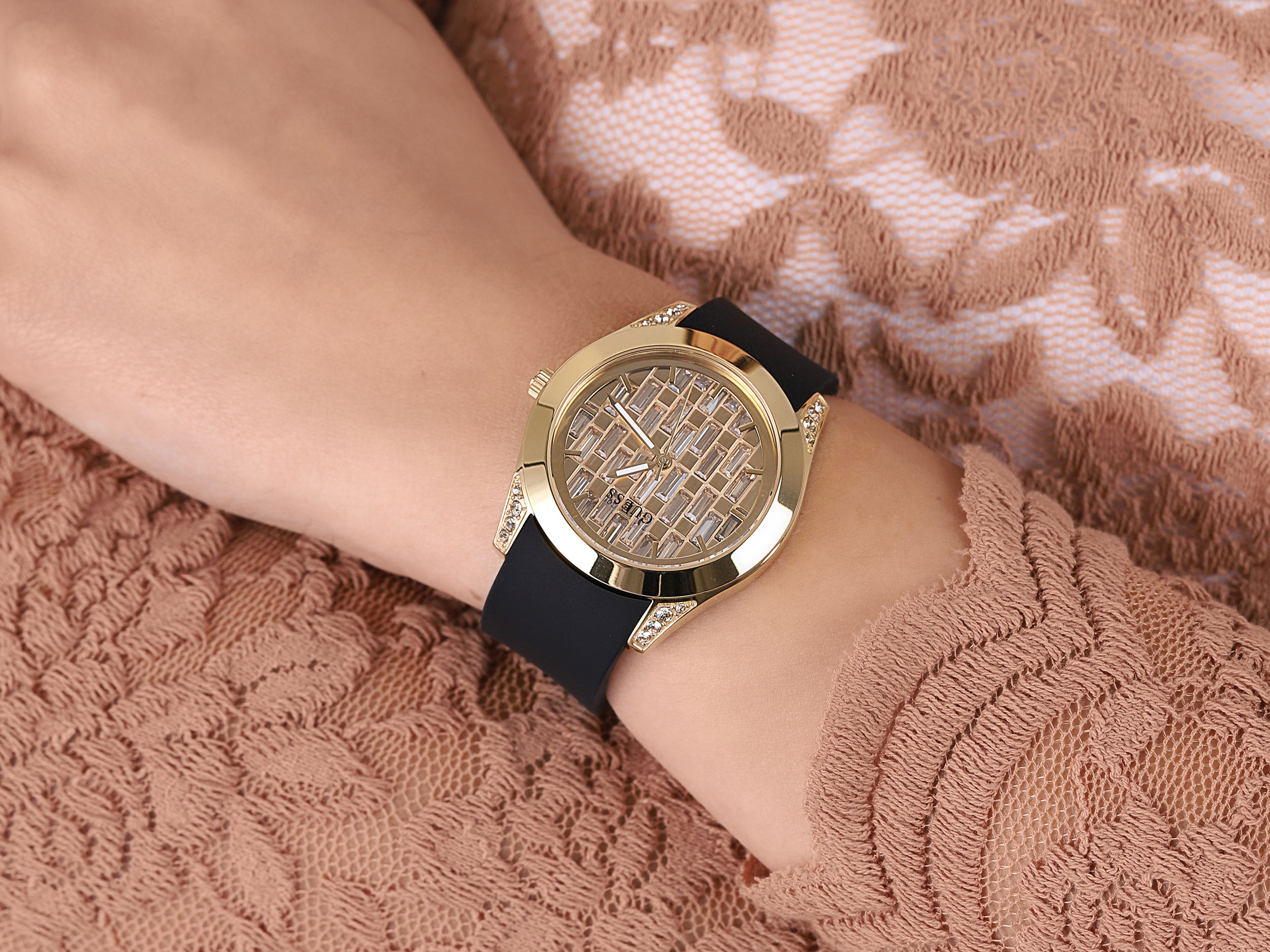 Guess GW0109L1 zegarek złoty klasyczny Pasek pasek - miniatura 4