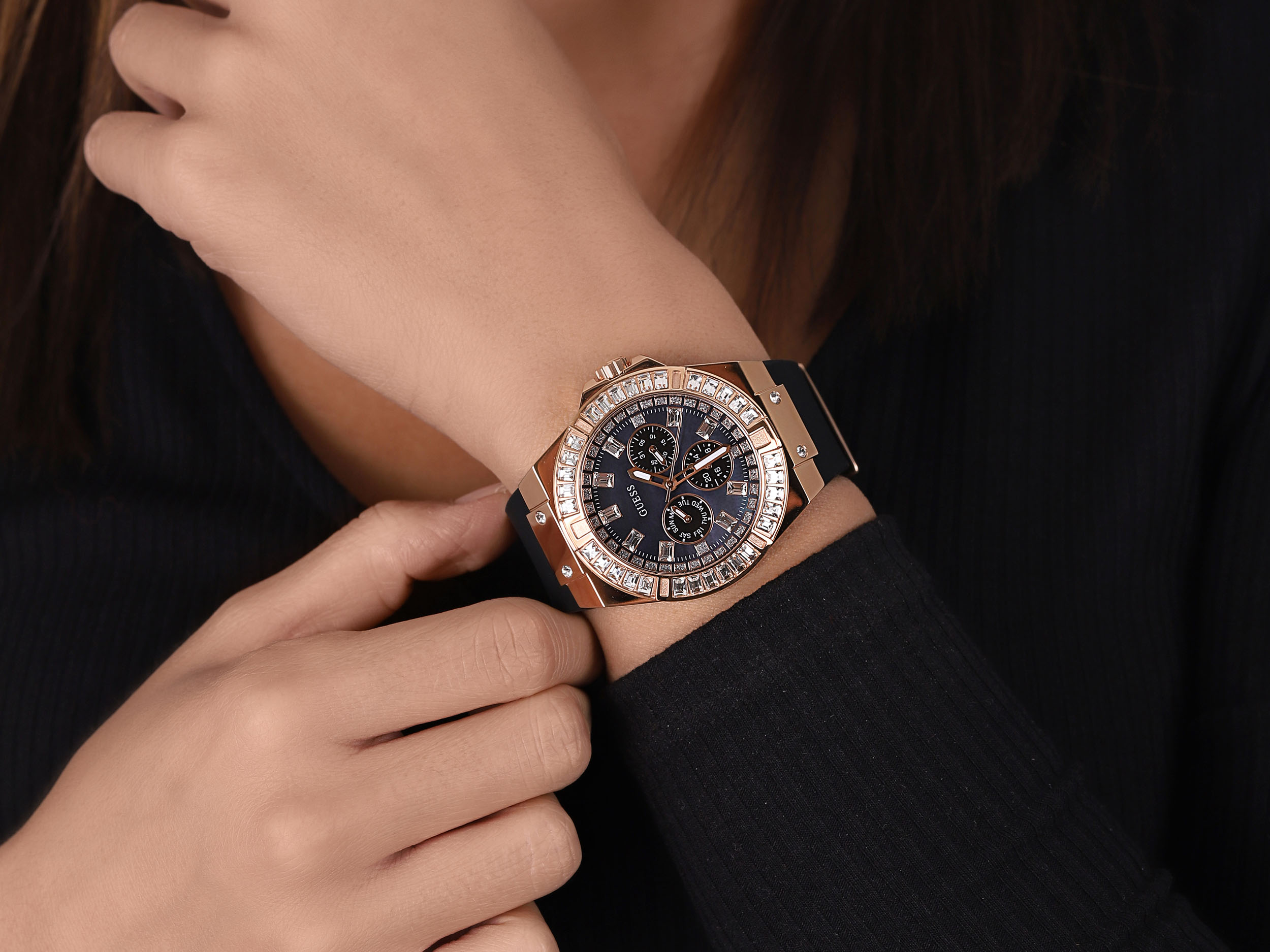 Guess GW0118L2 zegarek różowe złoto klasyczny Bransoleta pasek - miniatura 4