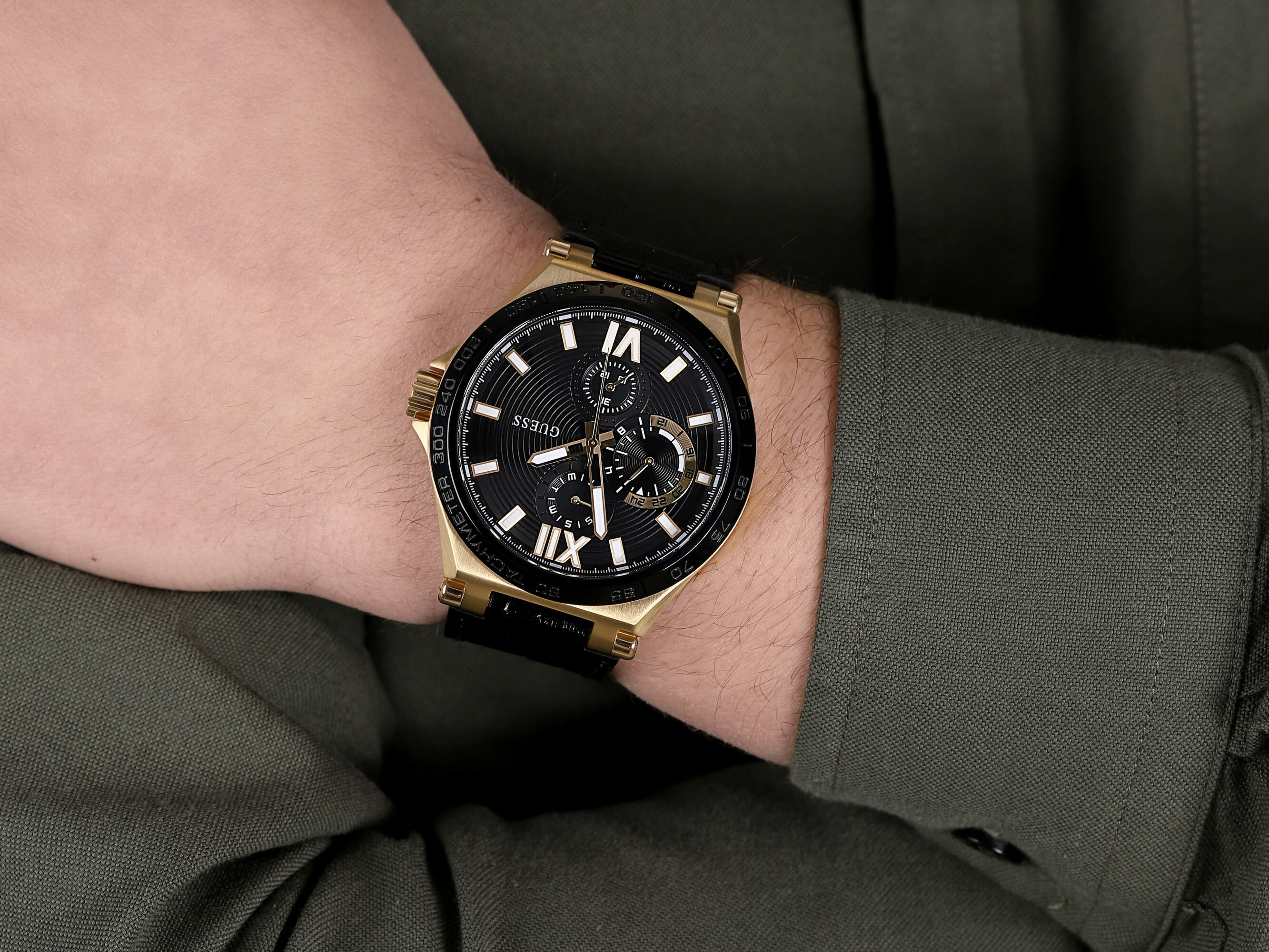 Guess GW0204G1 zegarek złoty klasyczny Pasek pasek - miniatura 4