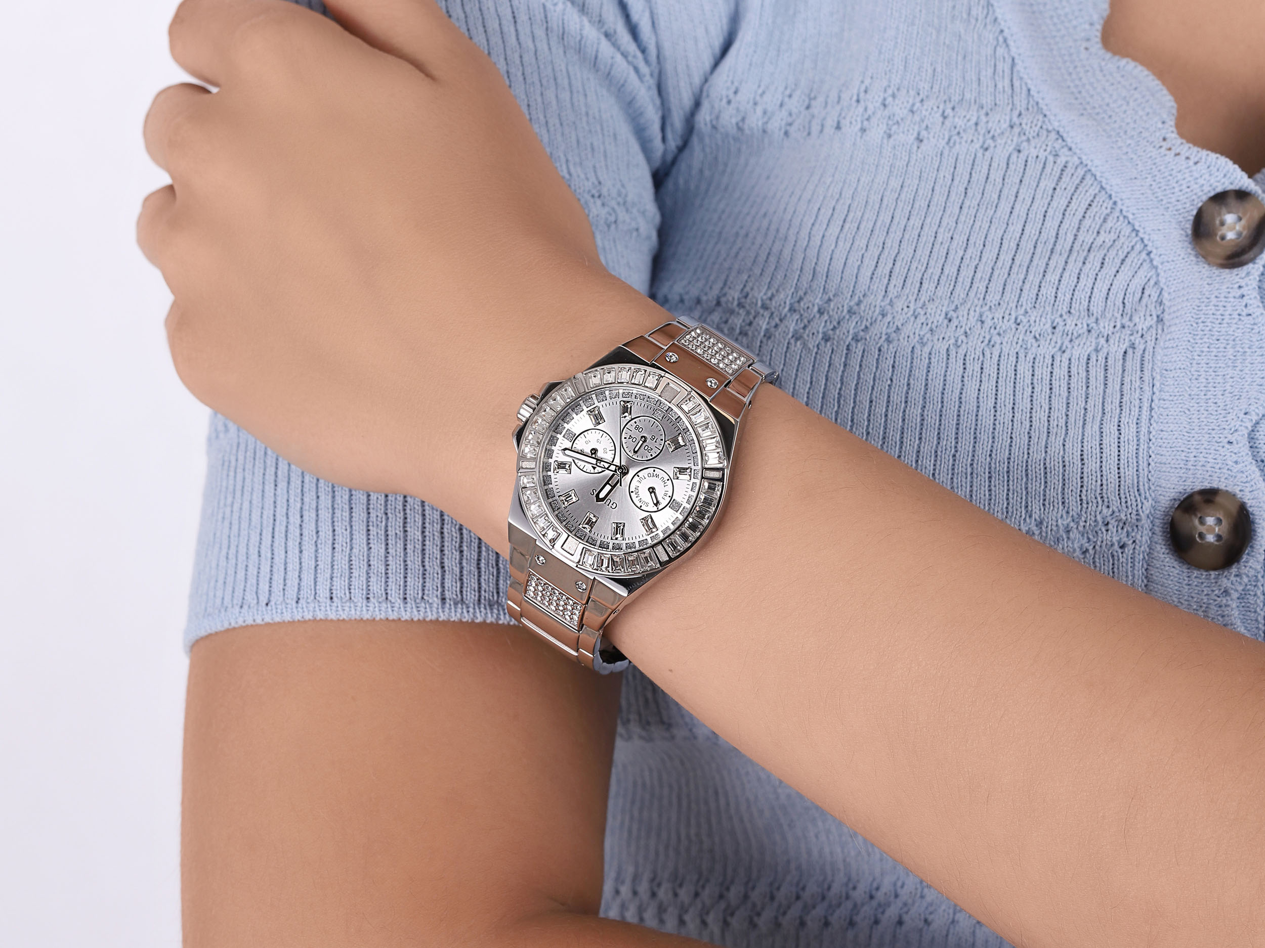 Guess GW0274L1 zegarek srebrny fashion/modowy Bransoleta bransoleta