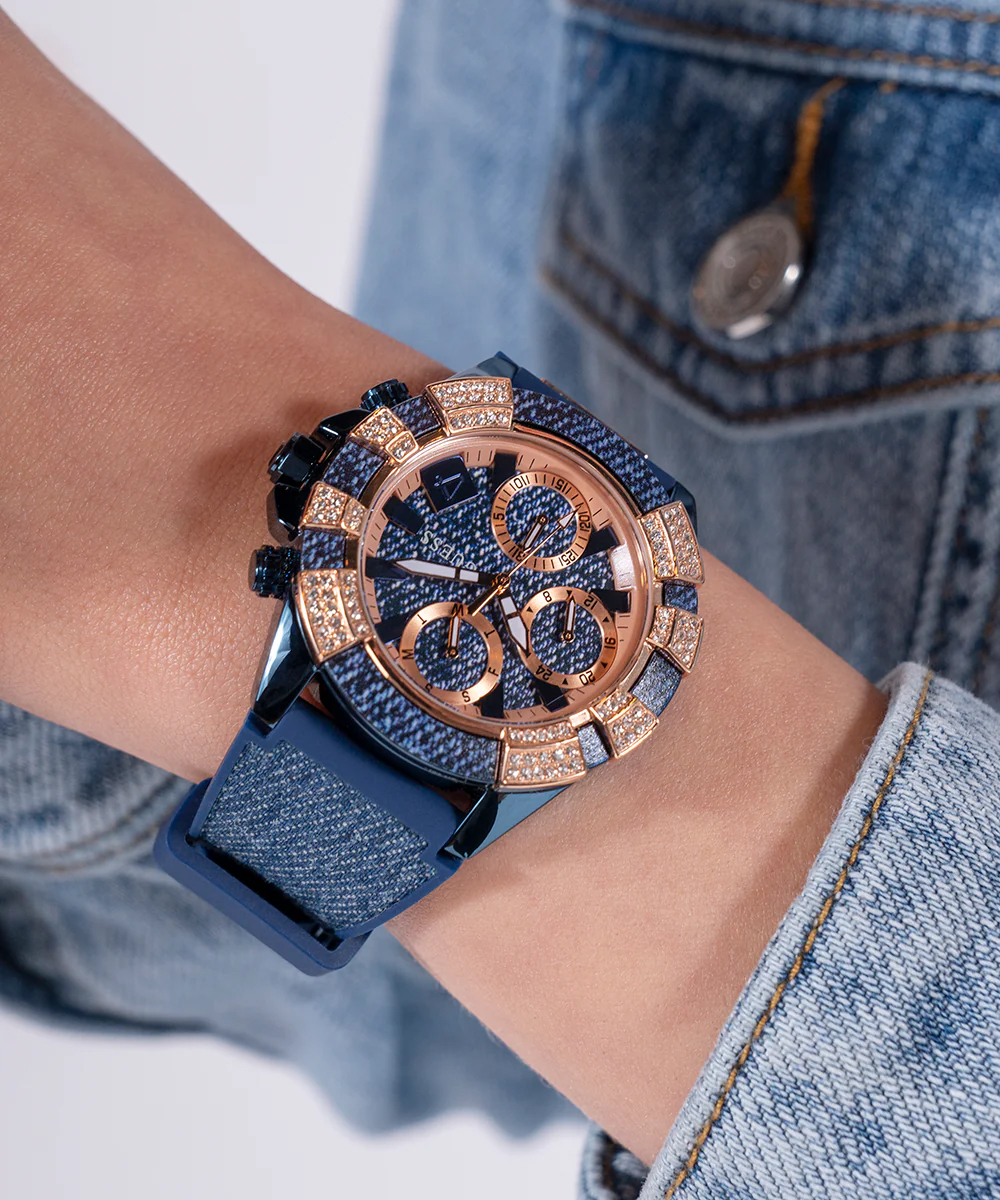 Guess GW0813L1 40th Anniversary Special Edition Jeans Rose Gold 39mm Damskie fashion-modowy zegarek niebieski - miniatura 9