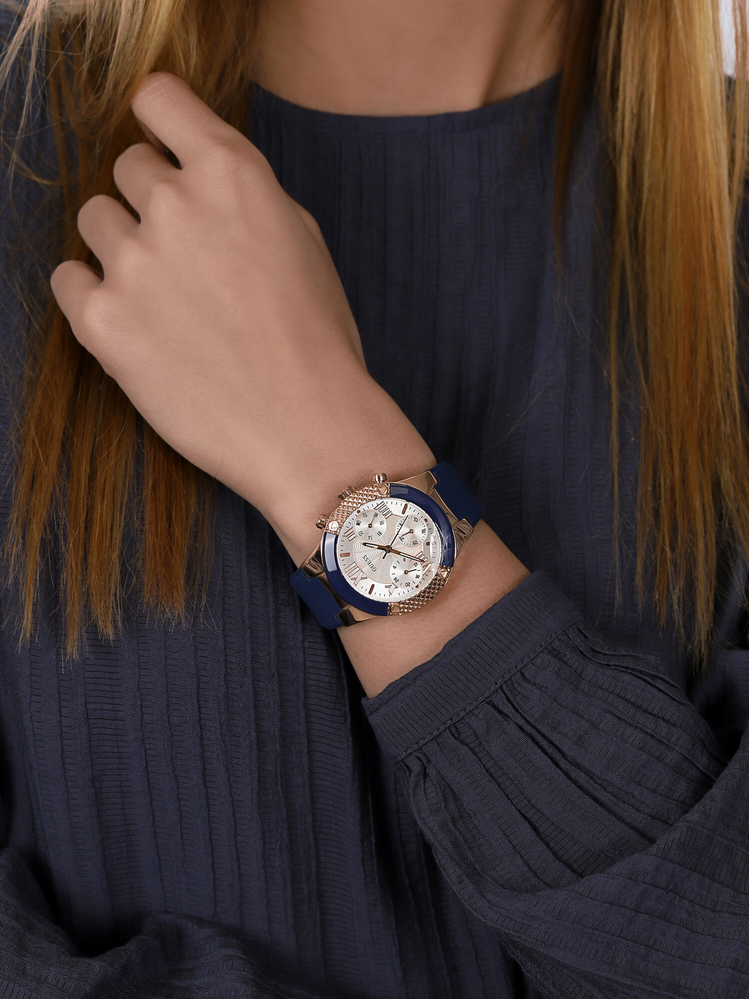 Guess W0958L3 zegarek różowe złoto klasyczny Pasek pasek - miniatura 3