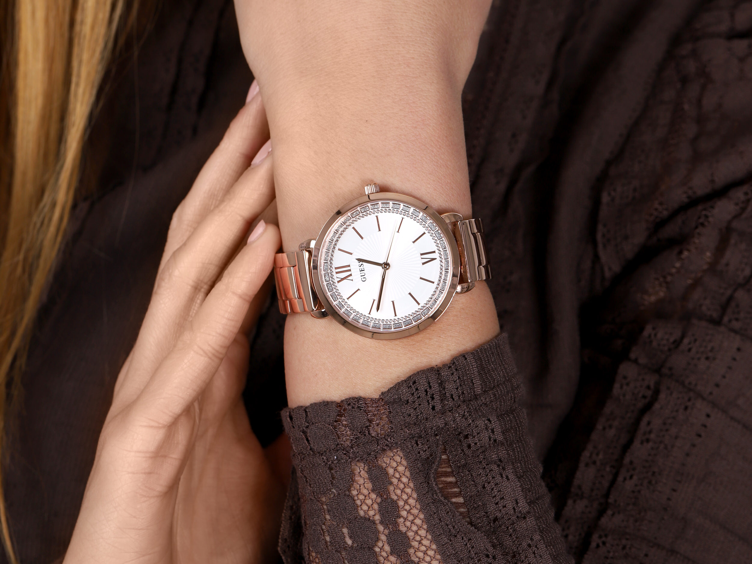 Guess W1231L3 zegarek różowe złoto klasyczny Bransoleta bransoleta - miniatura 4