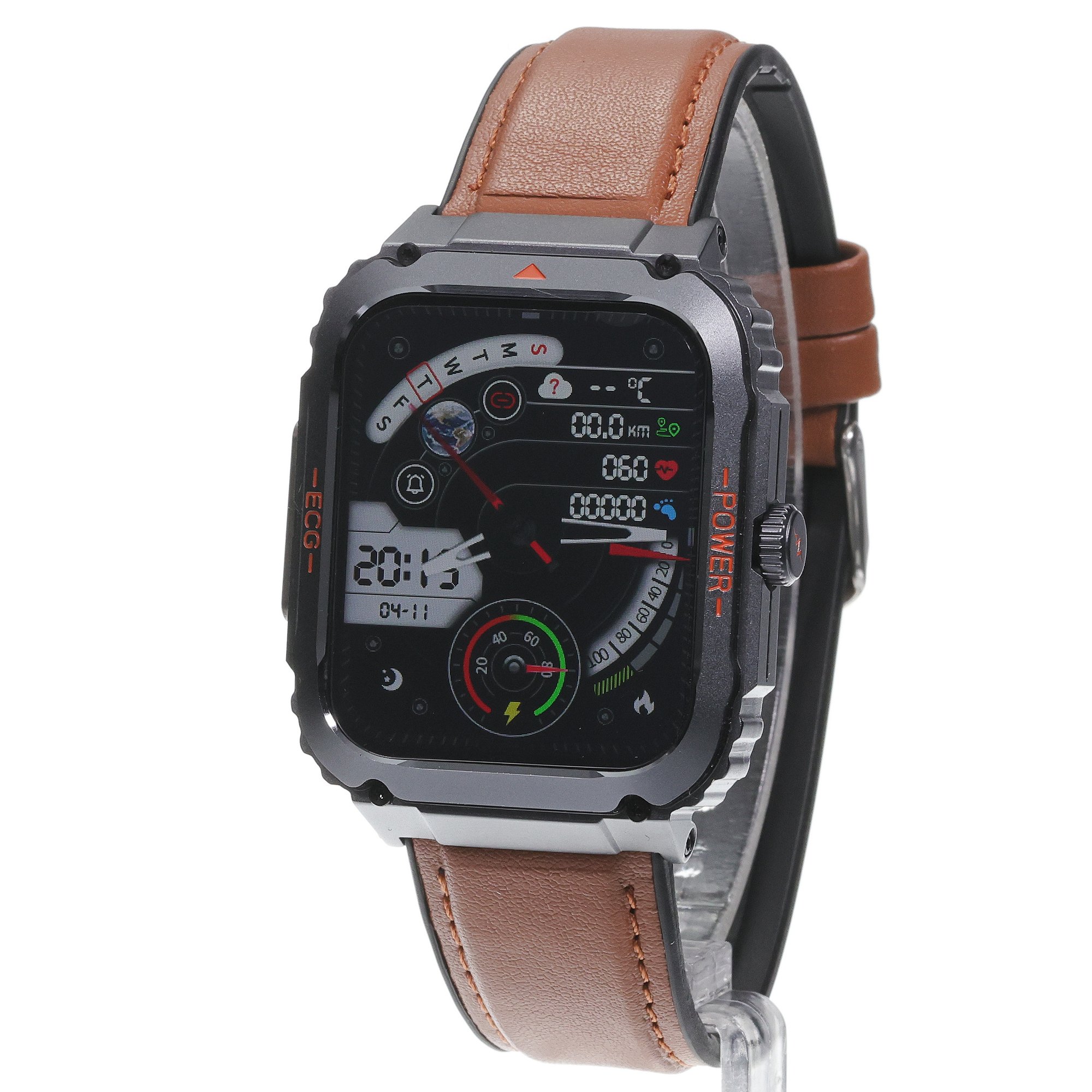Hagen HB2114534 Smartwatch Smartwatch HB21 Brązowy pasek zegarek męski sportowy - miniatura 2