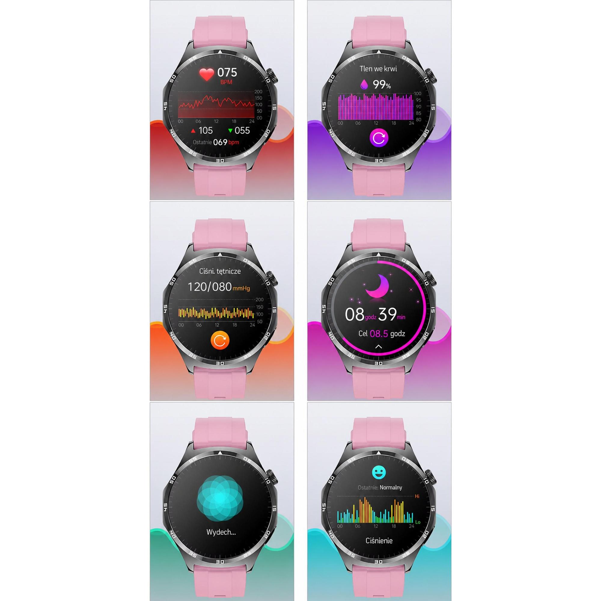Hagen HB2714539 zegarek czarny sportowy Smartwatch pasek - miniatura 2